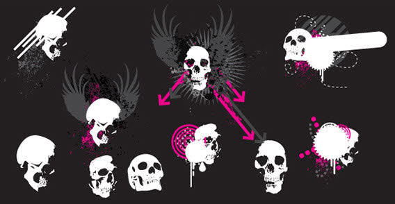 Skull with Wings Free Vector Illustration