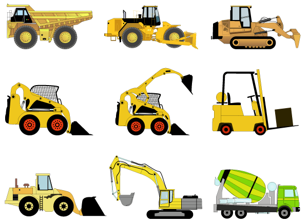 Free Construction Machines Vector Pack 1