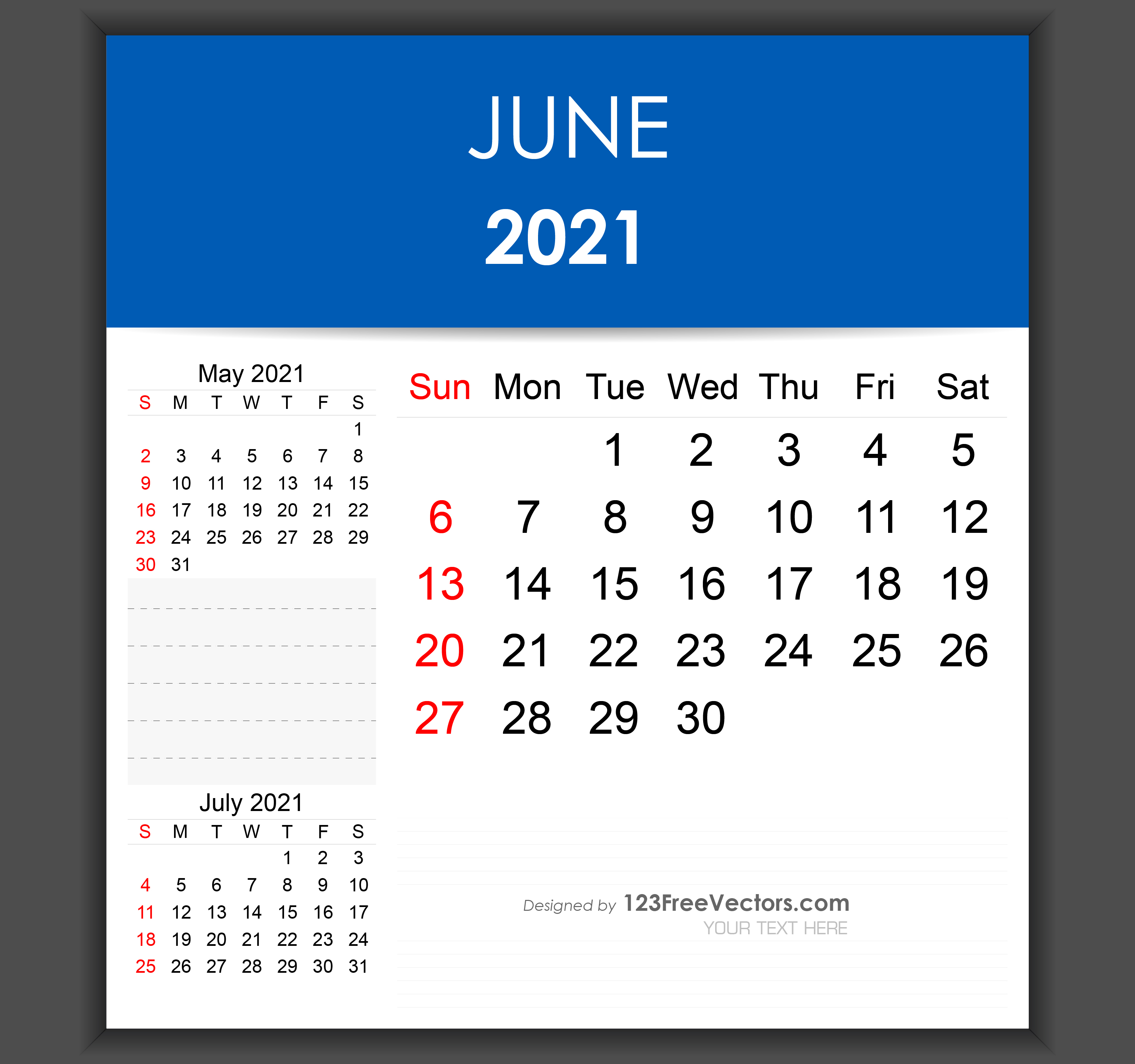 June 2021 Calendar