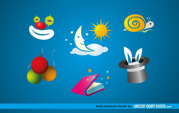 Cute Kids Elements Vector Free