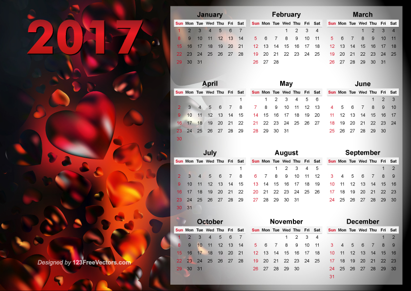 Calendar 2017 Vector Design