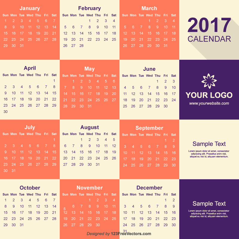 2017 Calendar Vector