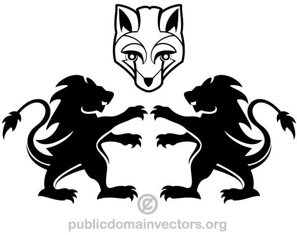Heraldic Lion and Fox Vector Image