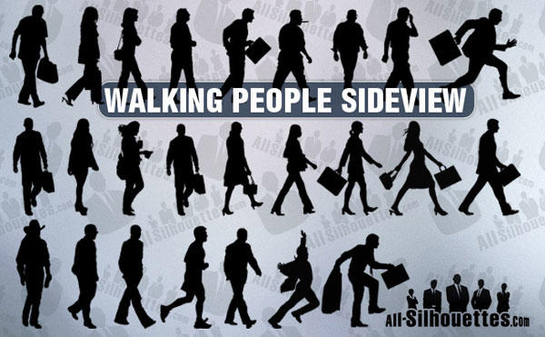 Walking People Silhouette Vector Free