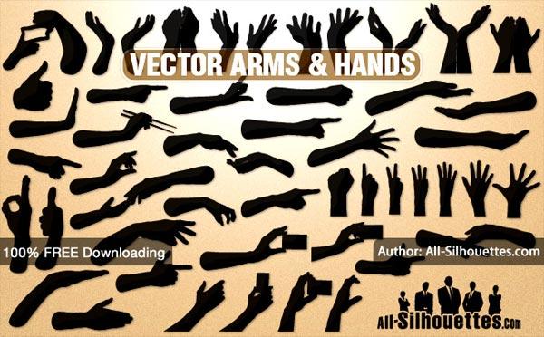 Free Vector Hands and Arms Silhouettes