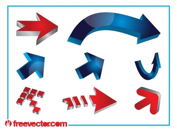 3D Arrows Designs Free Vector