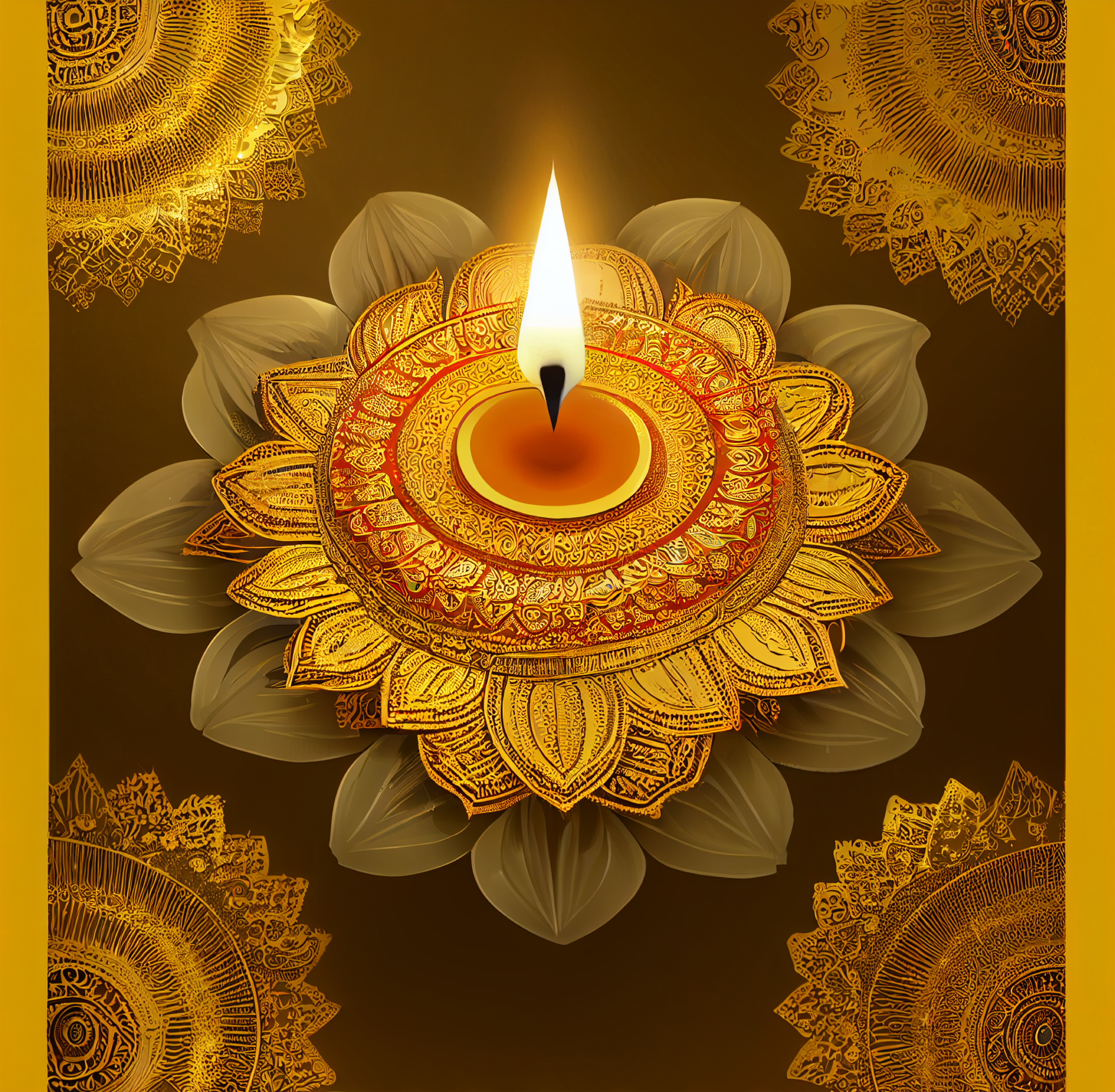 Golden Diwali Greeting Card Design