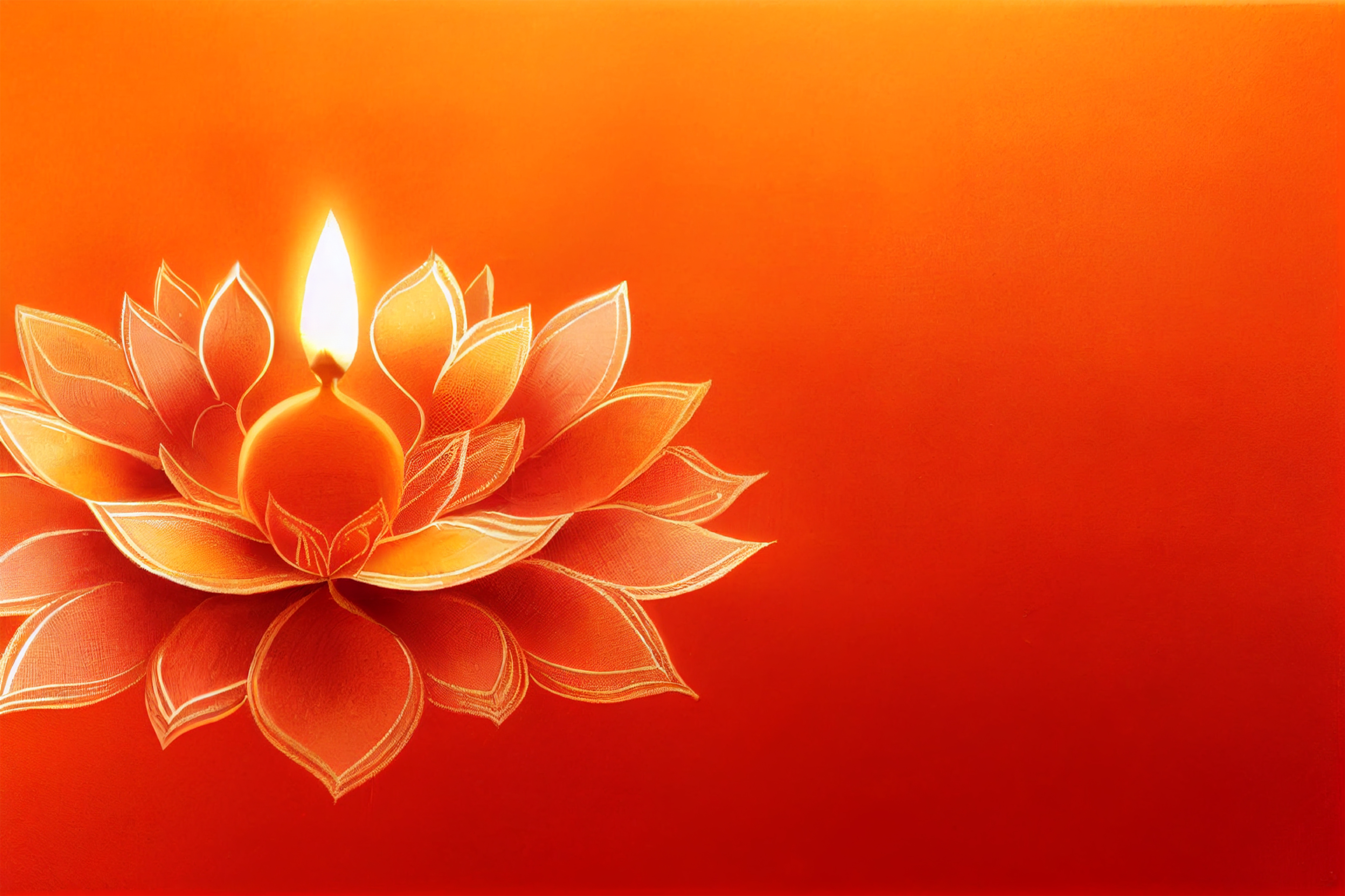 Orange Diwali Greeting Card Design