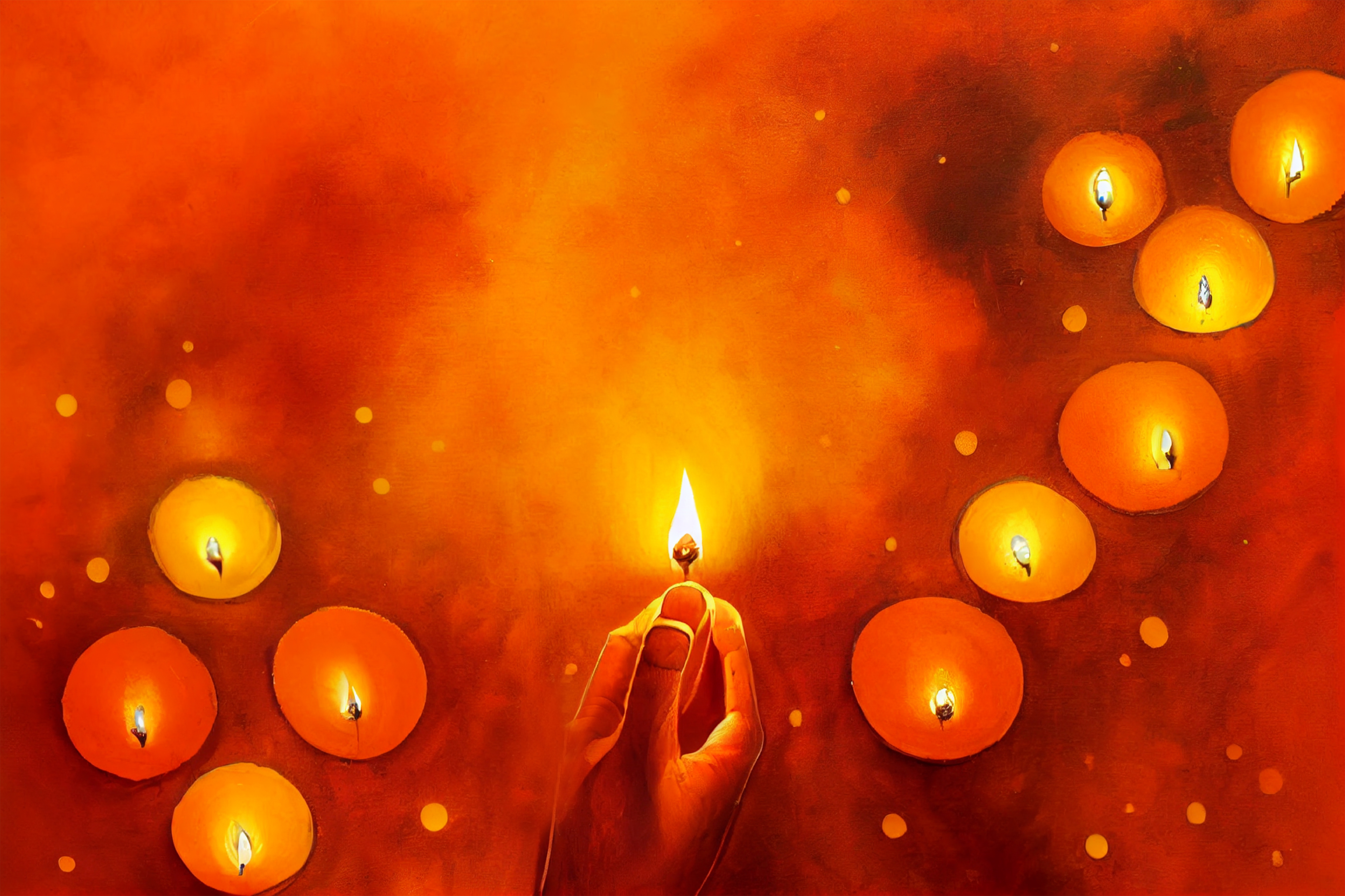 Orange Diwali Diya Background Design