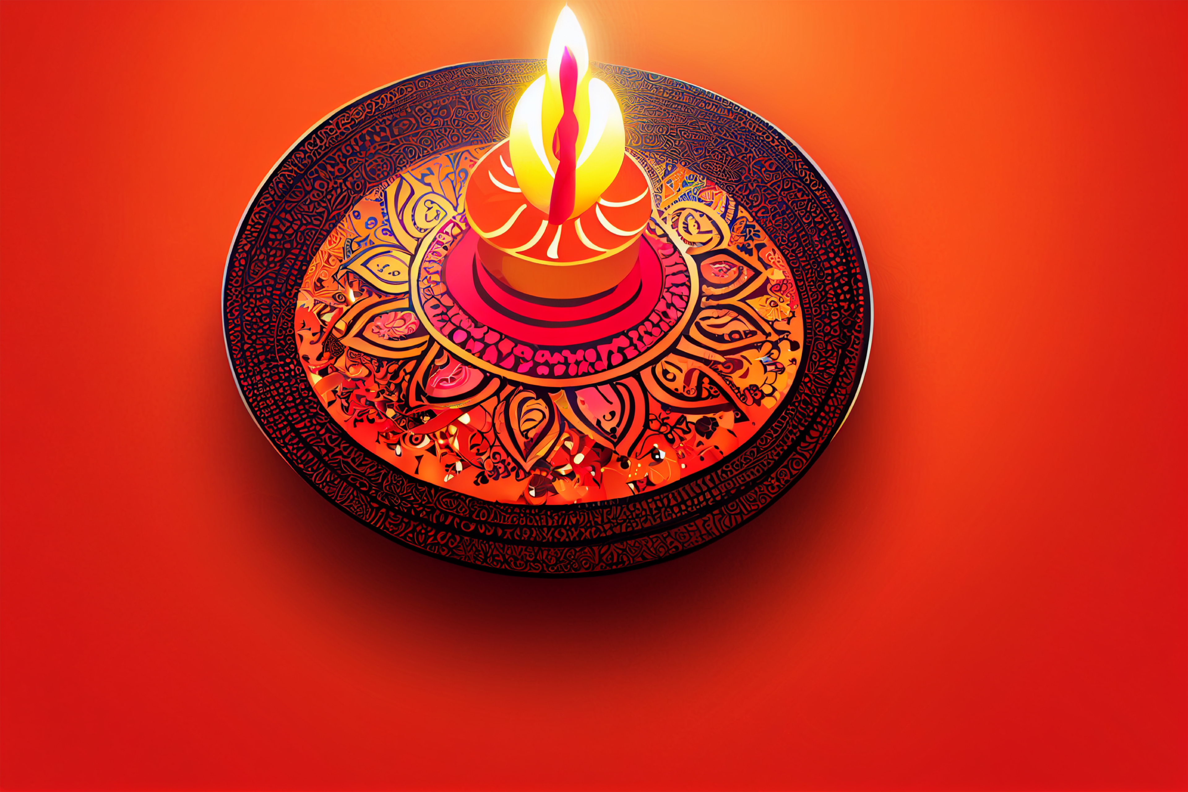 Orange Diwali Greeting Card Image