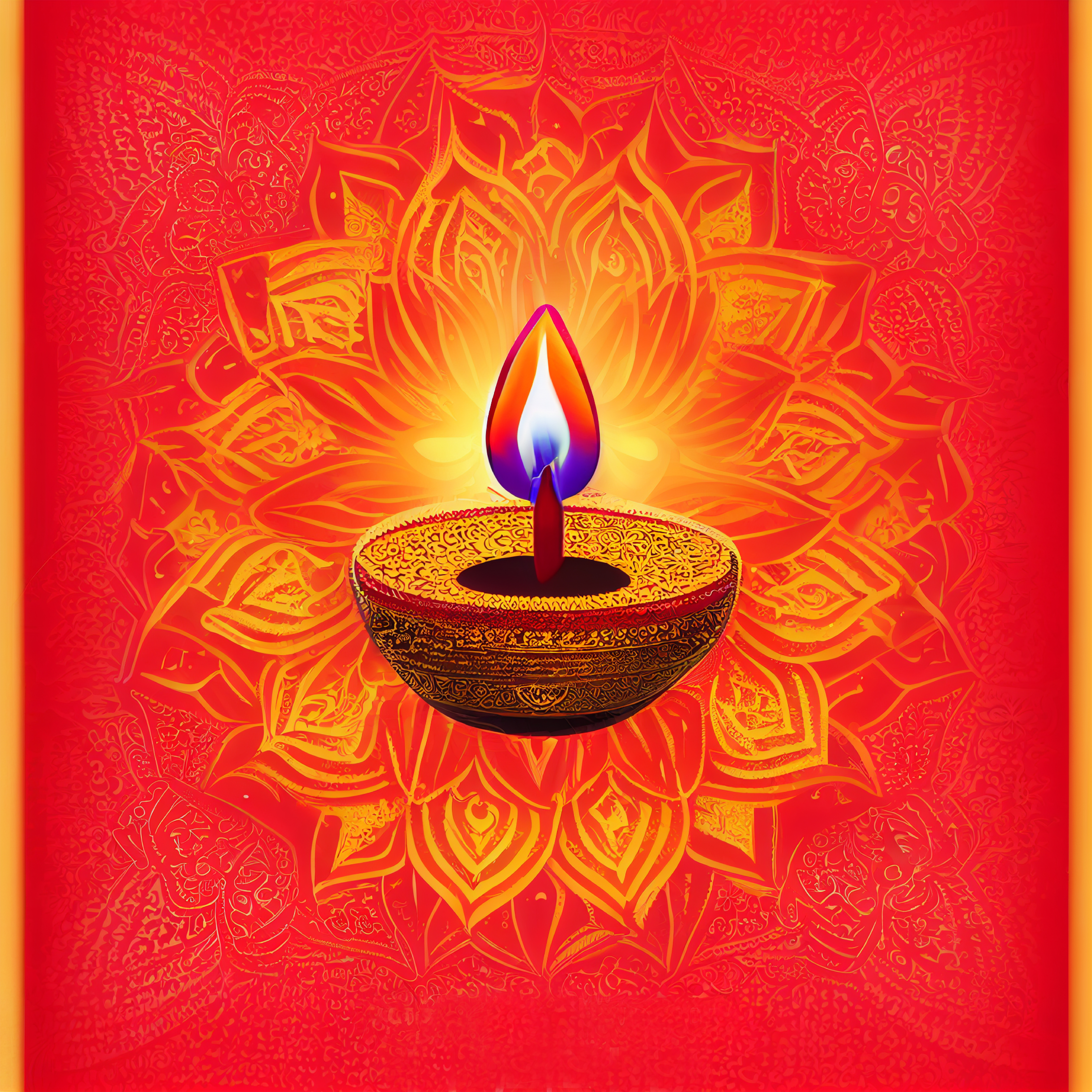 Orange Happy Diwali Background Design