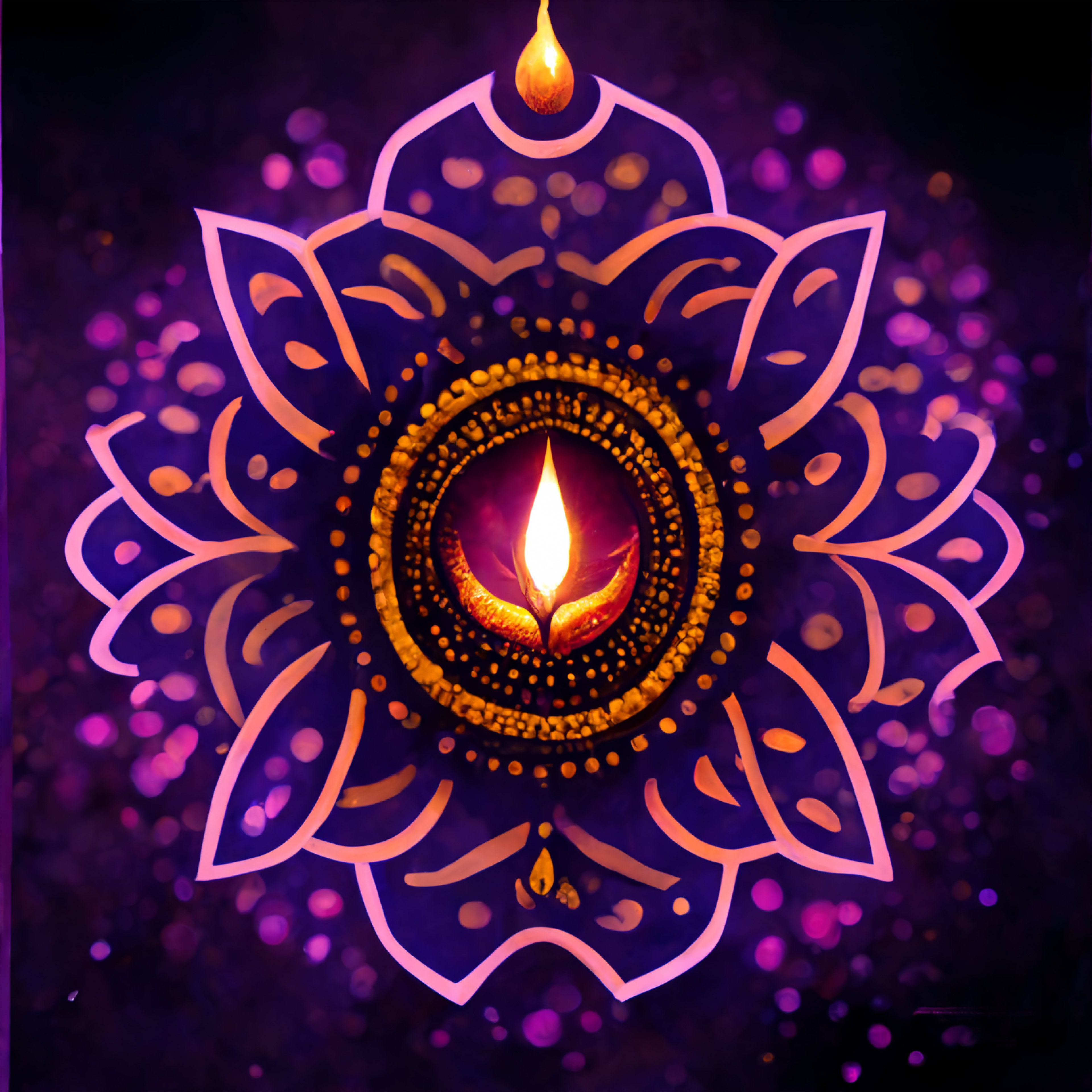 Happy Diwali Background with Diya and Rangoli Design