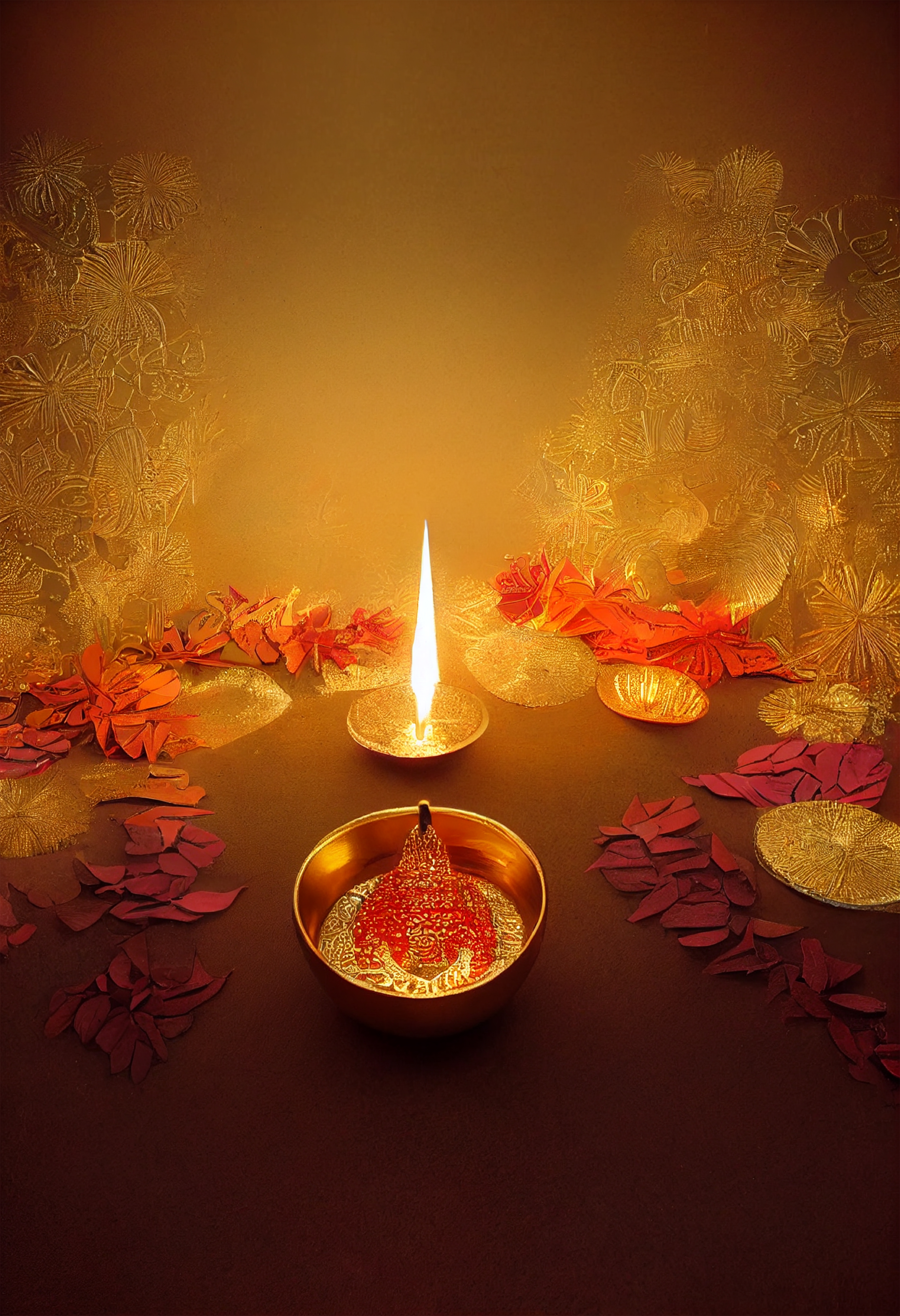 Golden Diya Diwali Background Image