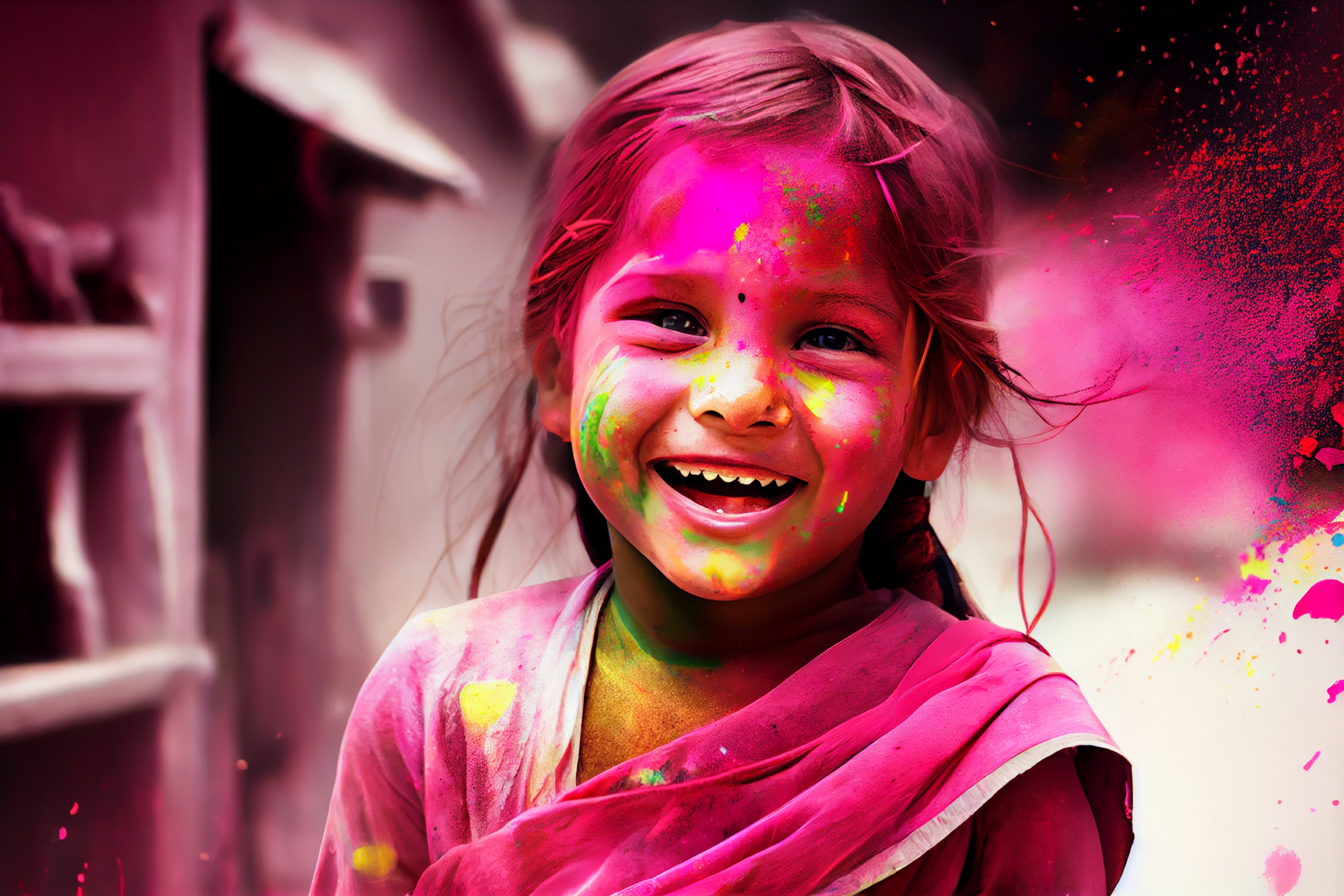 Girl Playing Holi Image