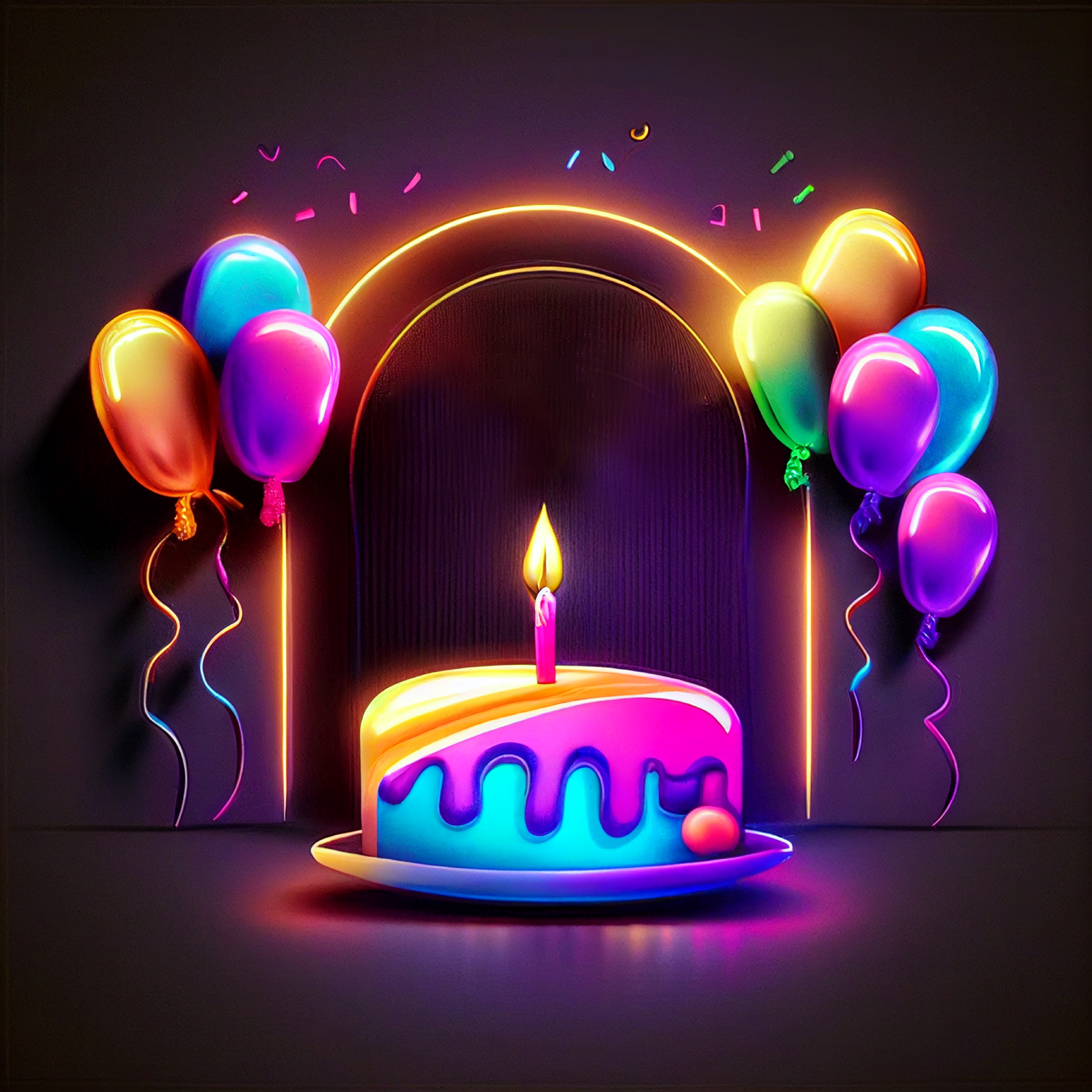 Neon Happy Birthday Background Image