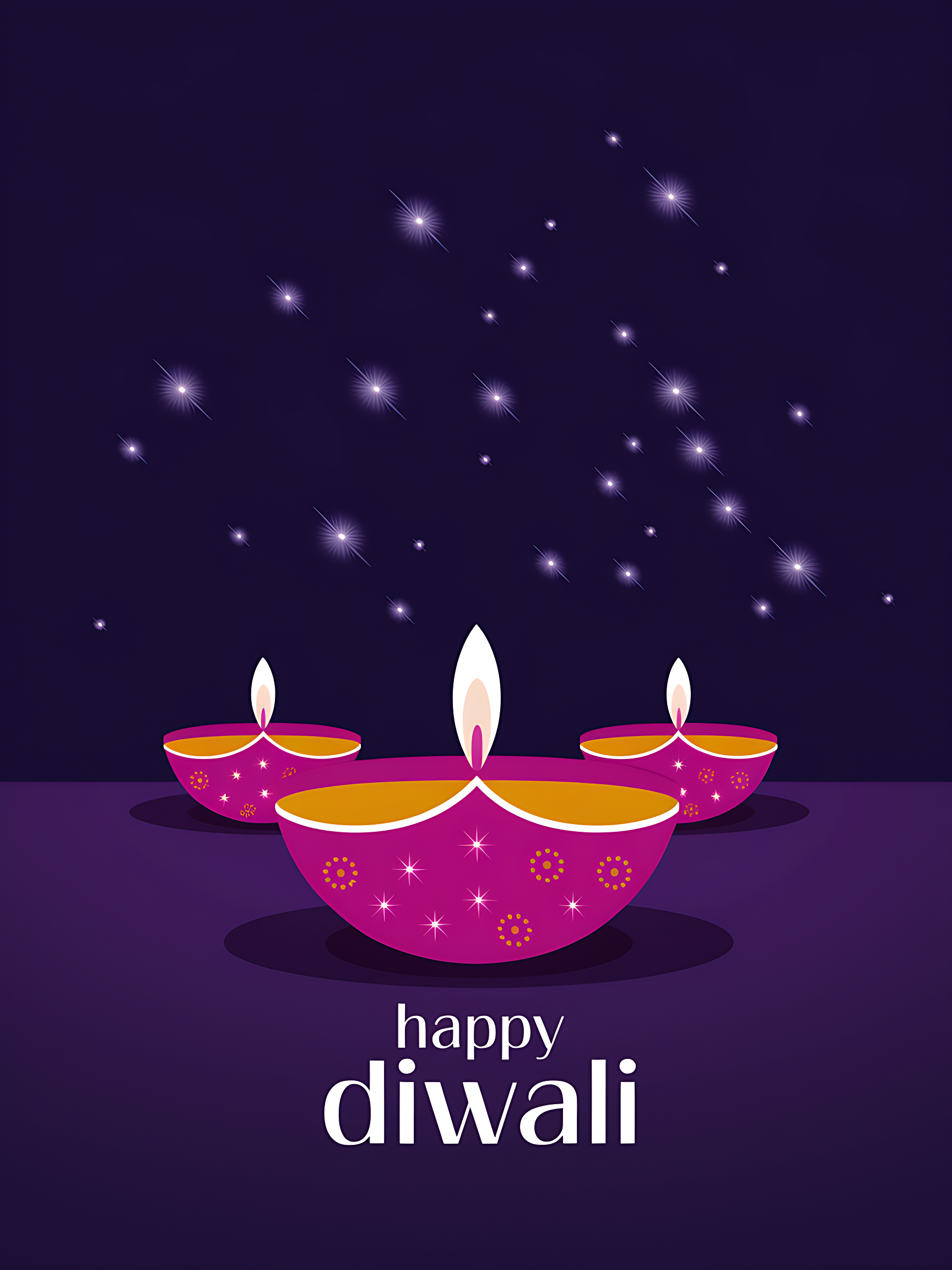 Minimalist Happy Diwali Poster with Diya and Candles