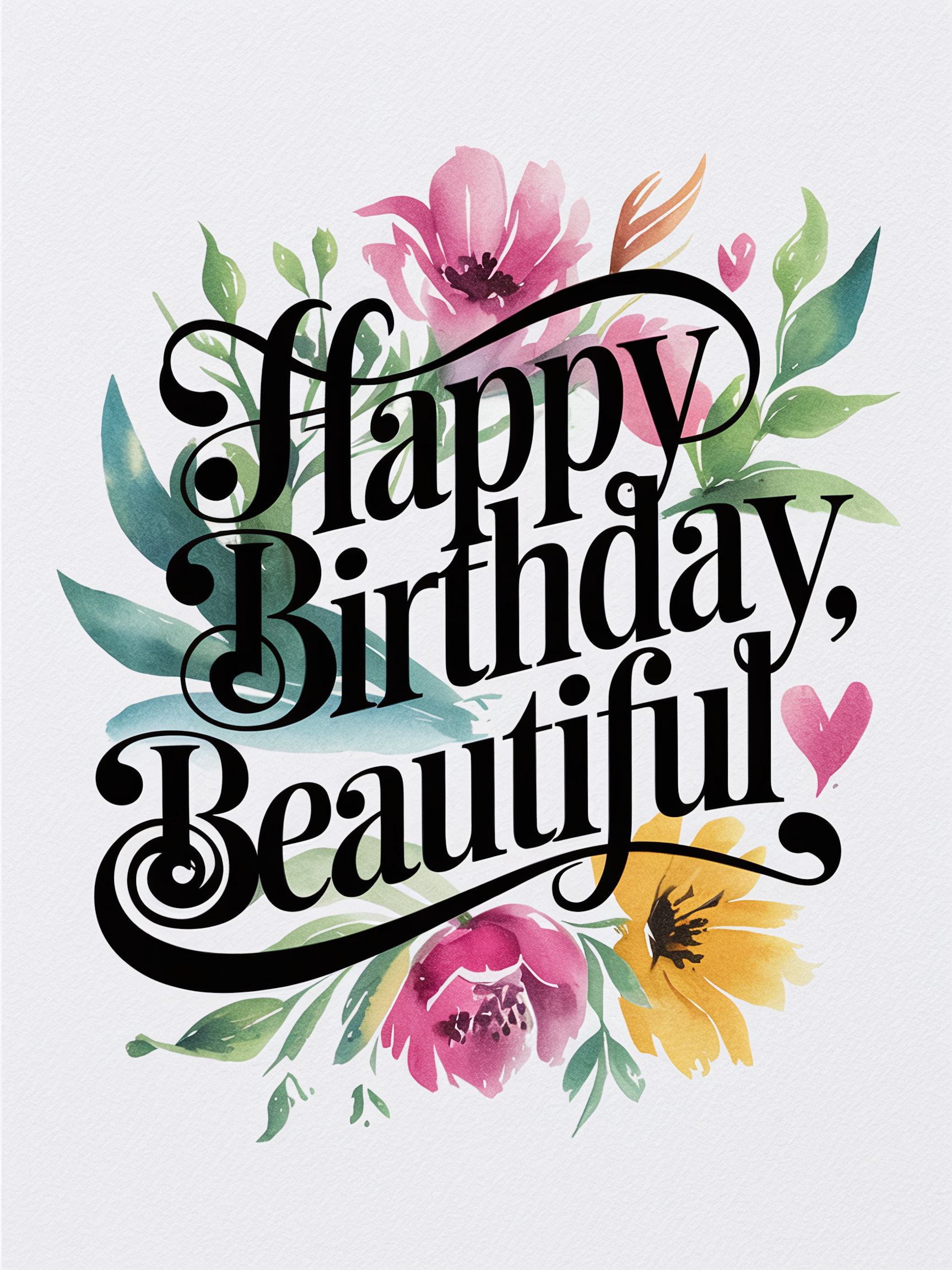Watercolor Happy Birthday Greeting Card