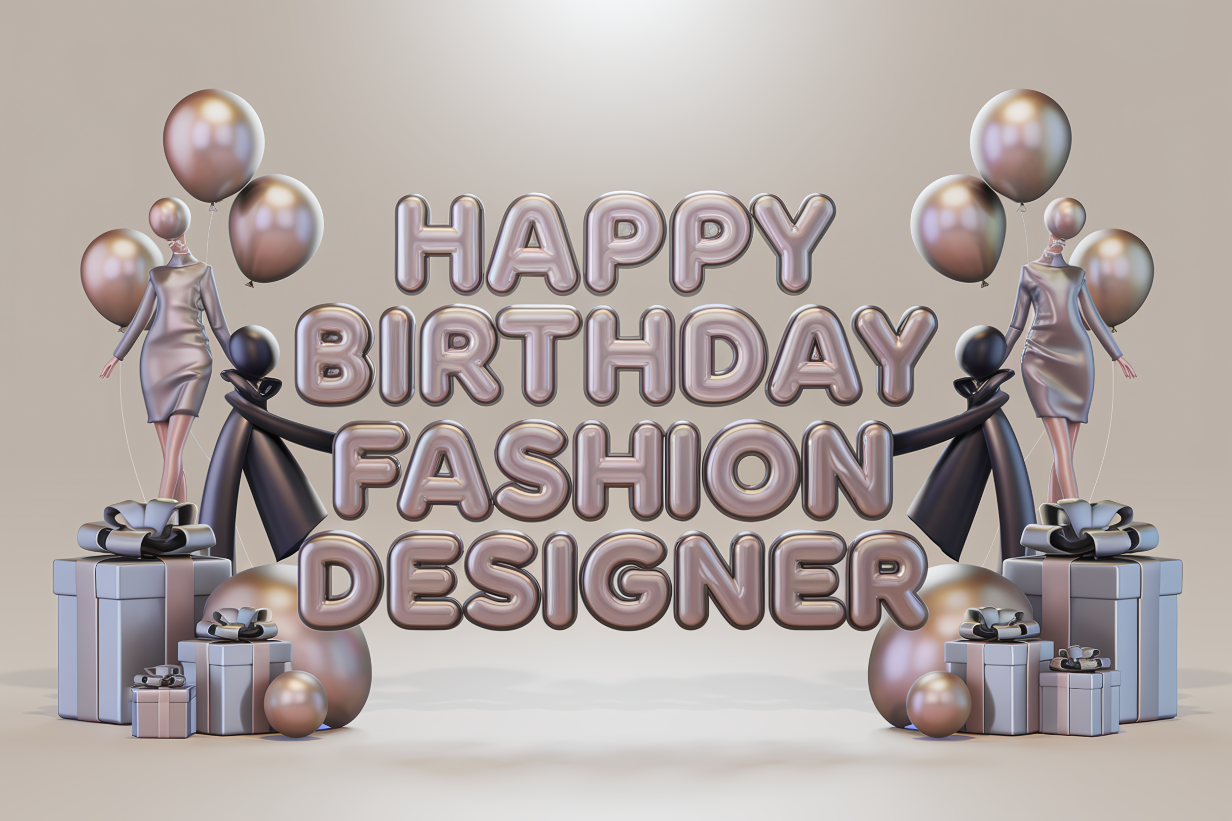 Happy Birthday Fashion Designer 3D Render