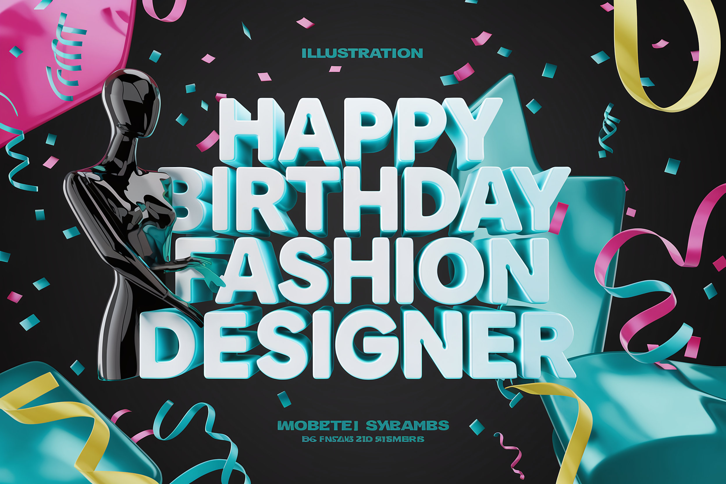 Happy Birthday Fashion Designer 3D Mannequin