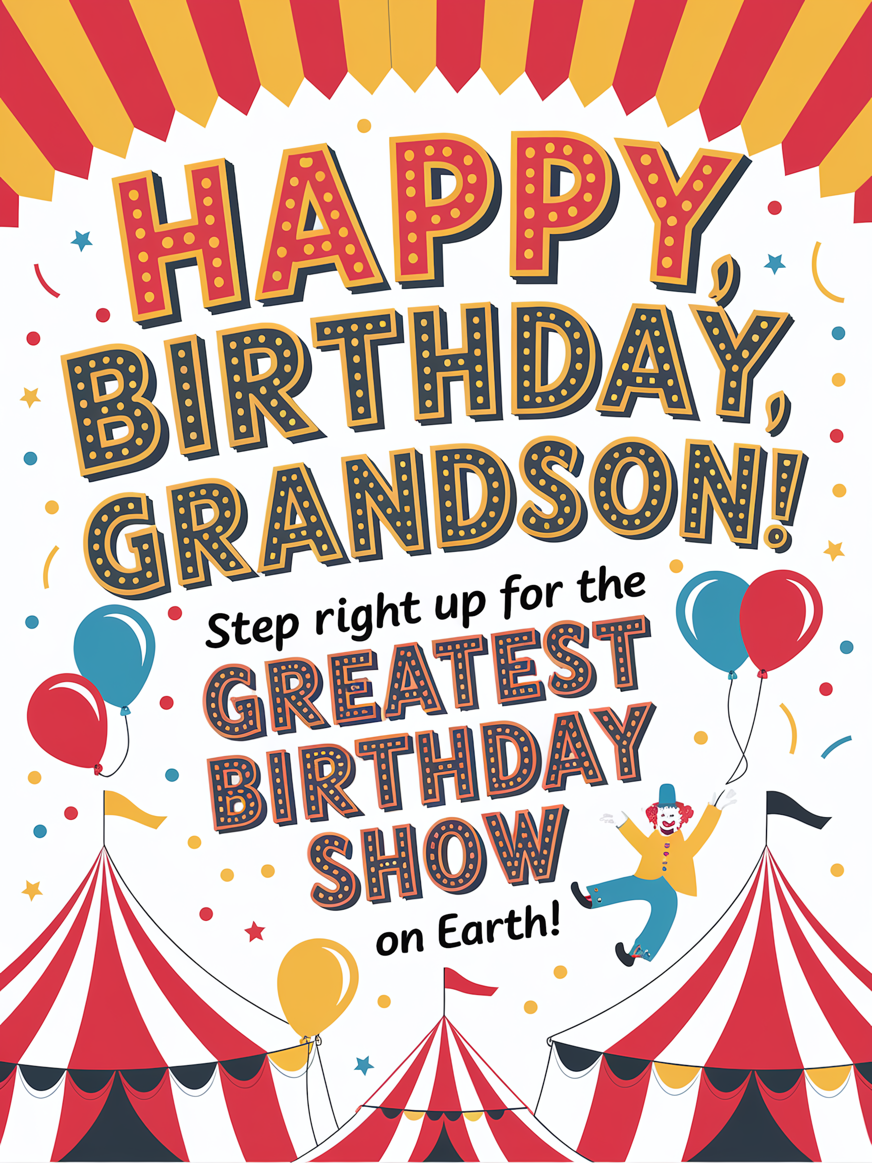 Happy Birthday Grandson! Circus Themed Card