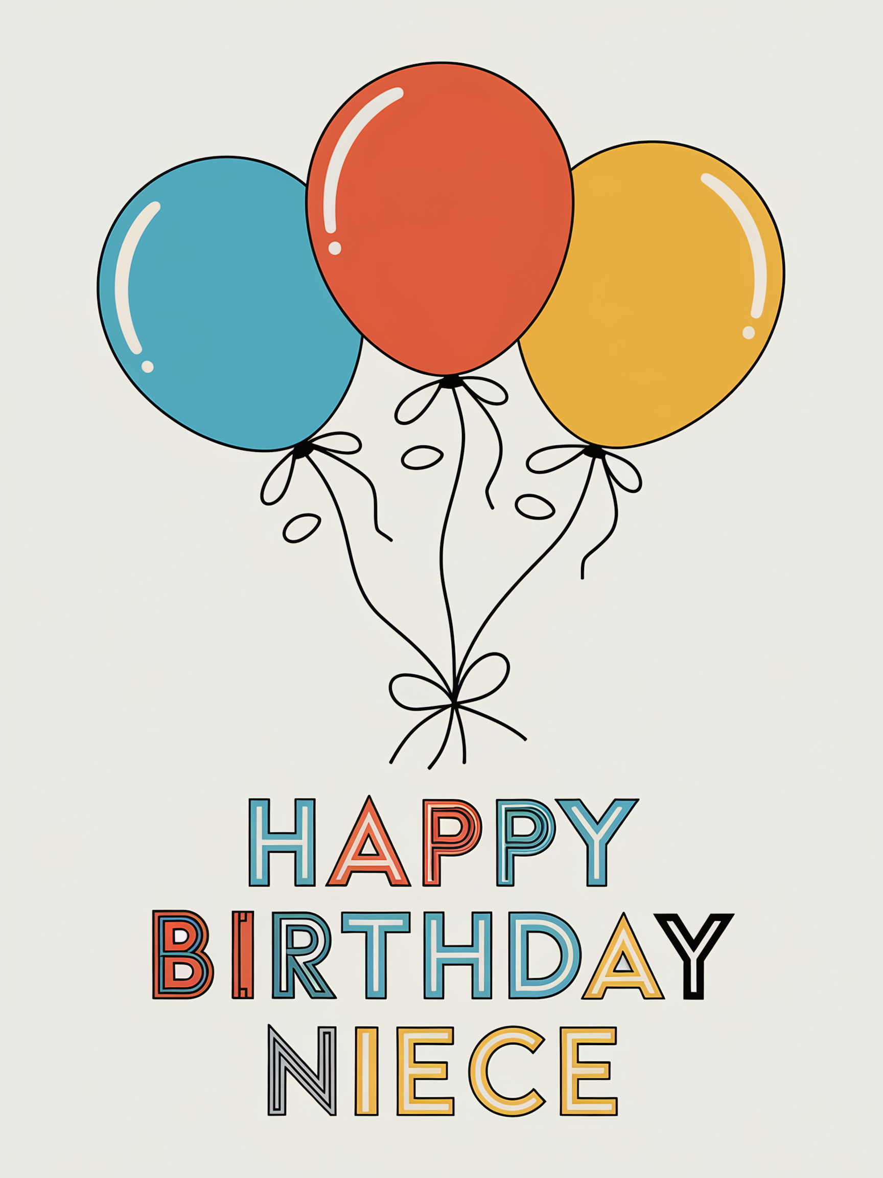 Birthday Balloons Niece Greeting Card