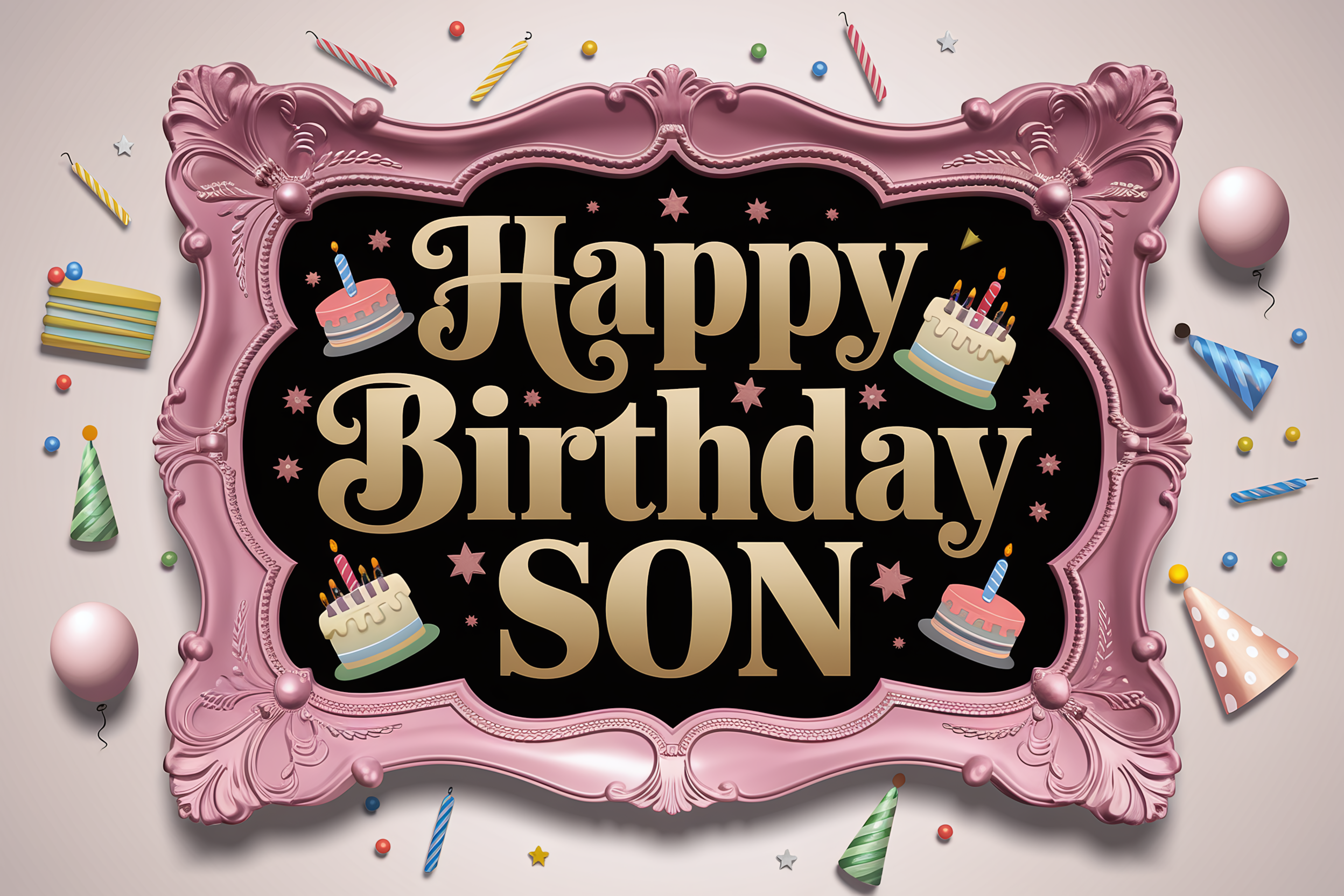Elegant Happy Birthday Son Frame