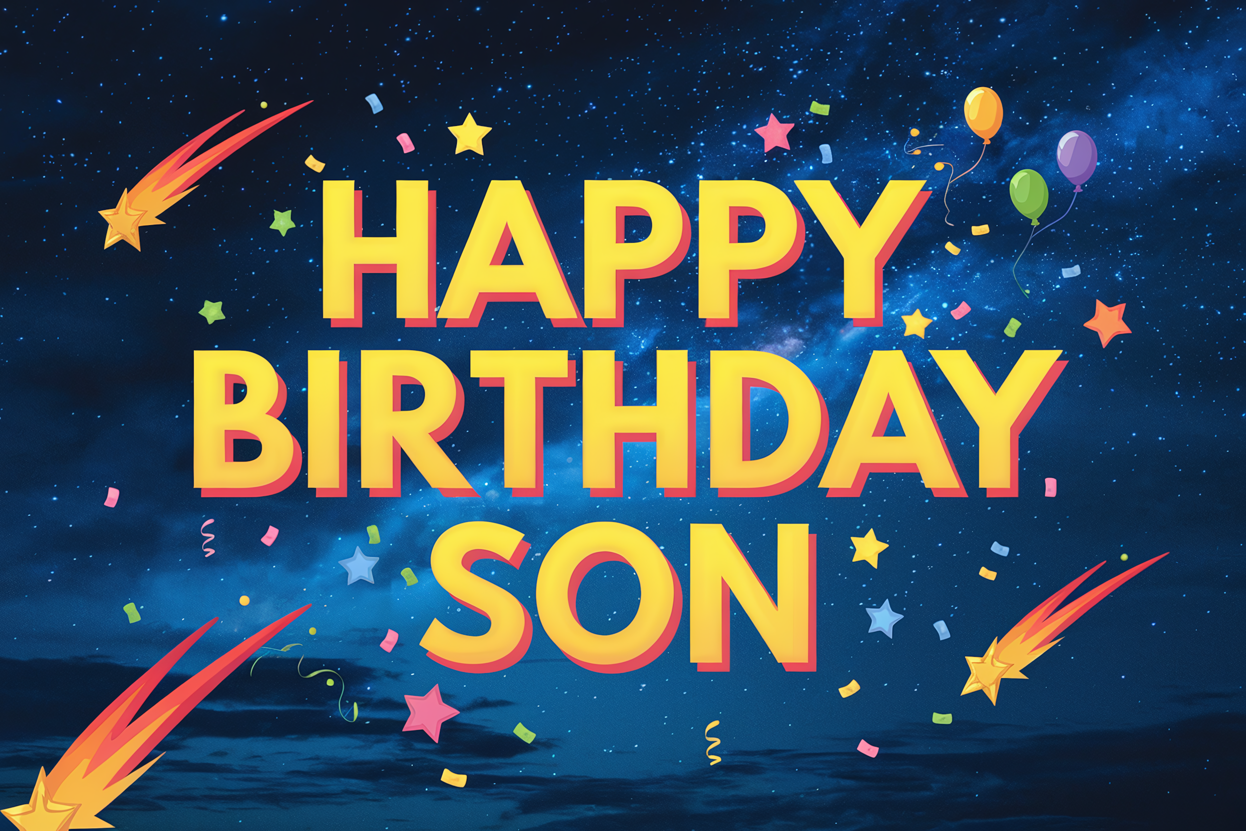 Happy Birthday Son – Starry Night Card