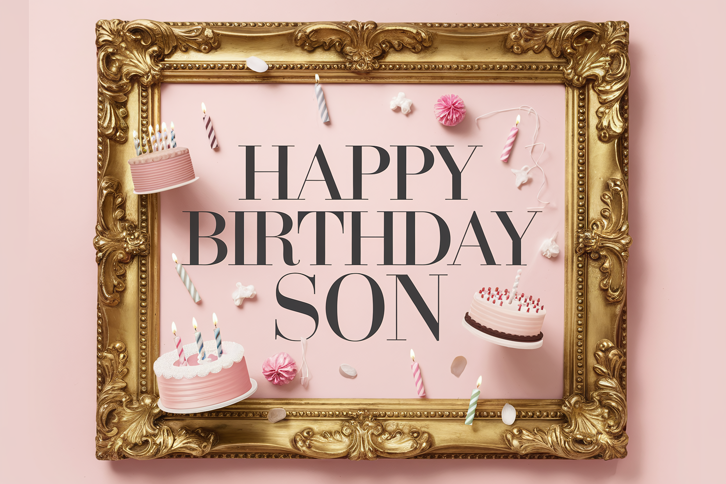 Happy Birthday Son Cake and Frame