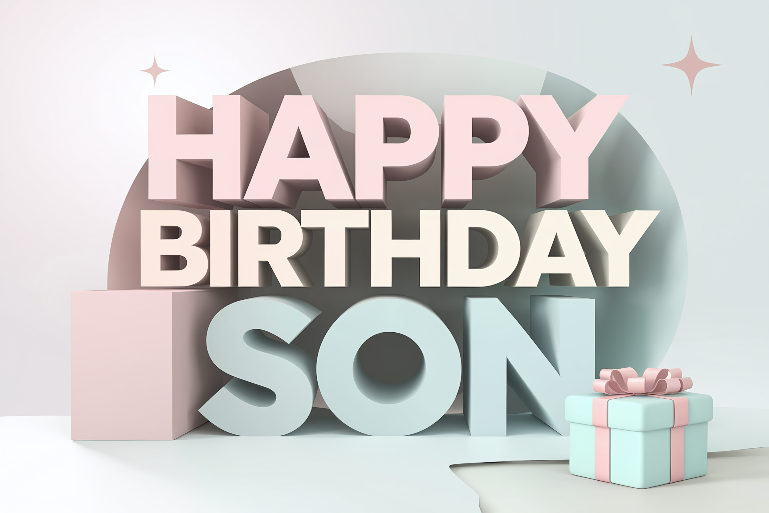Happy Birthday Son Minimalist 3D Design