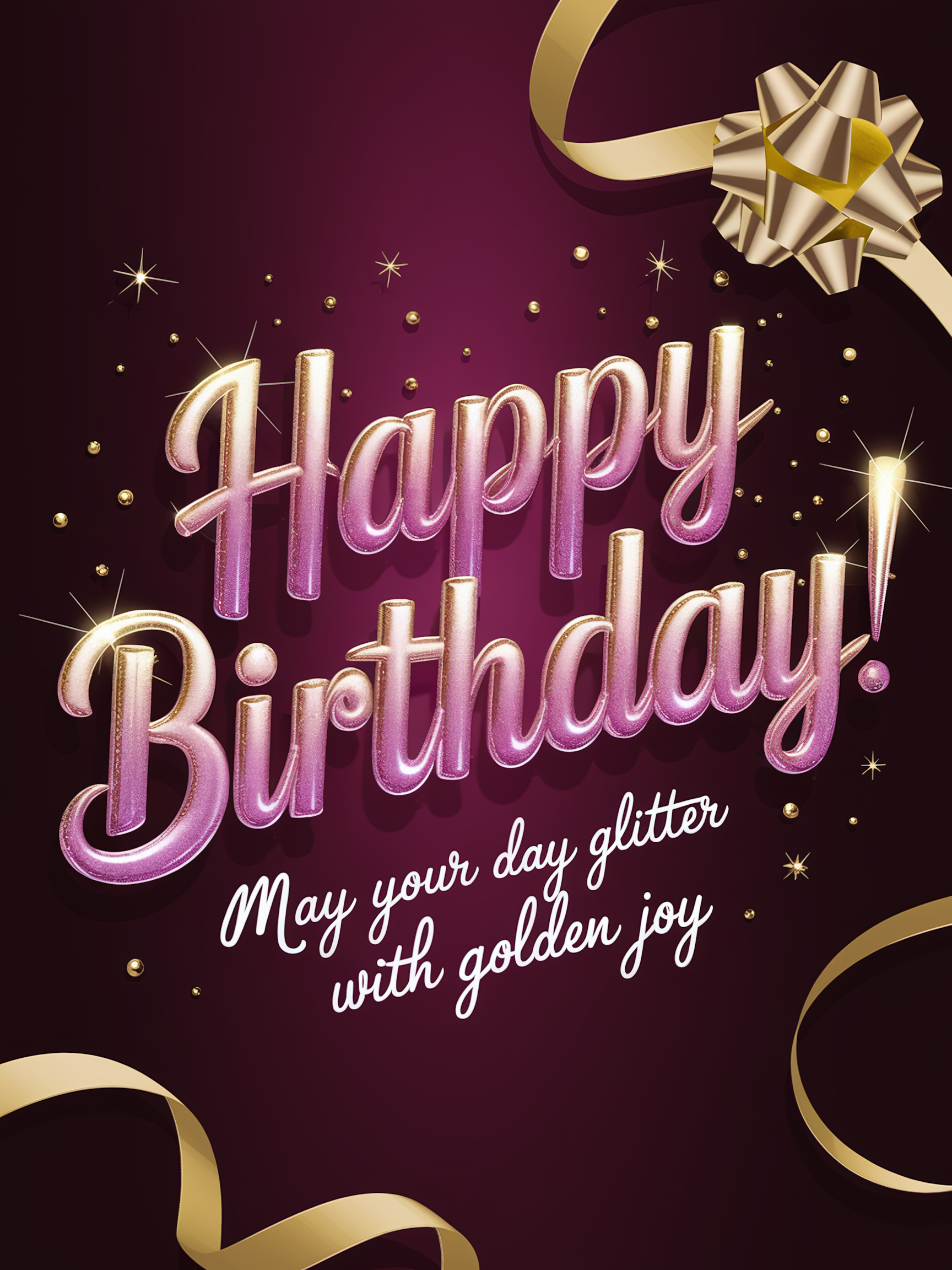 Happy Birthday Greeting Card with Glitter Text