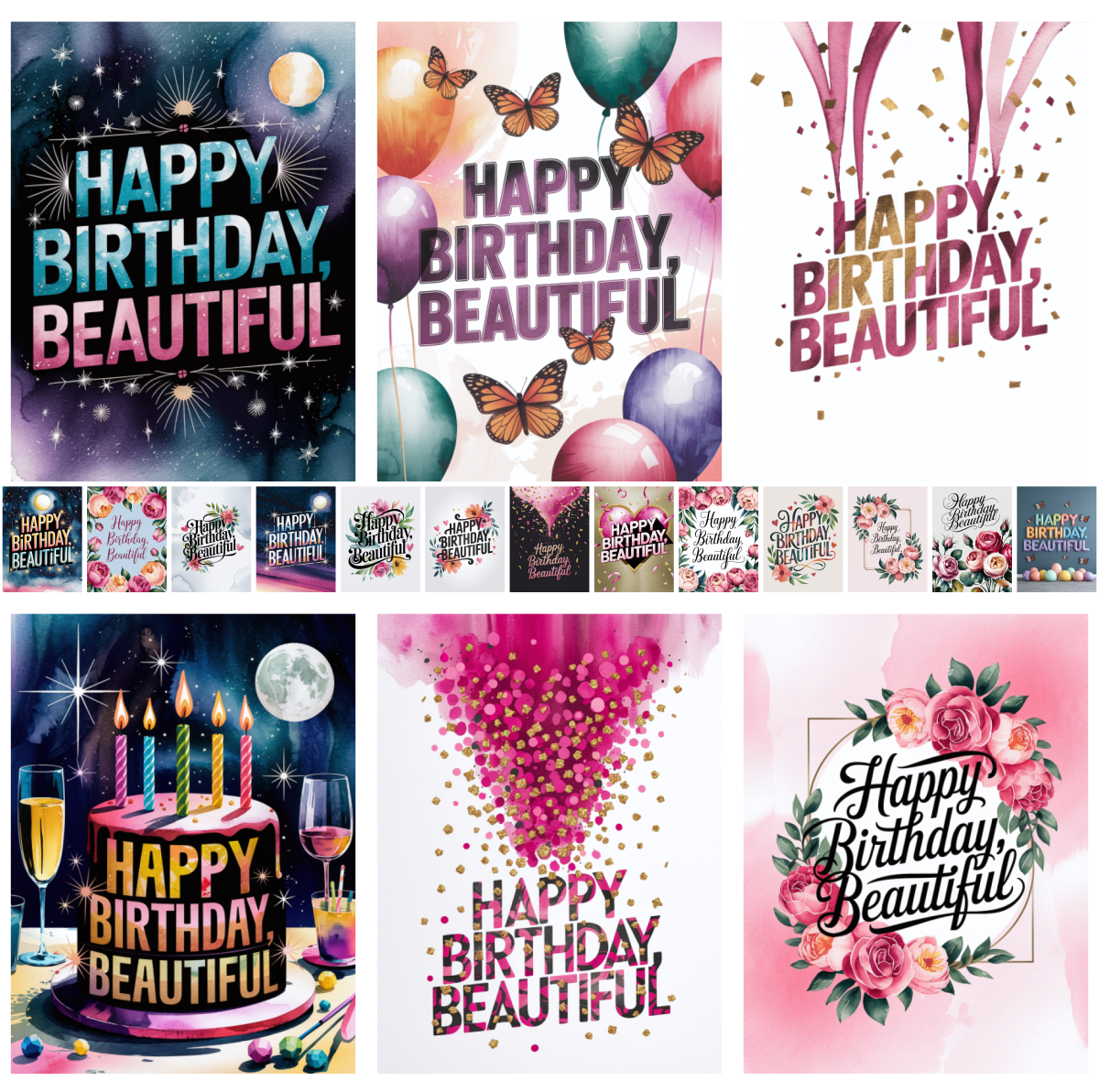 Celebrate with Beauty: 19 Free “Happy Birthday Beautiful” Designs