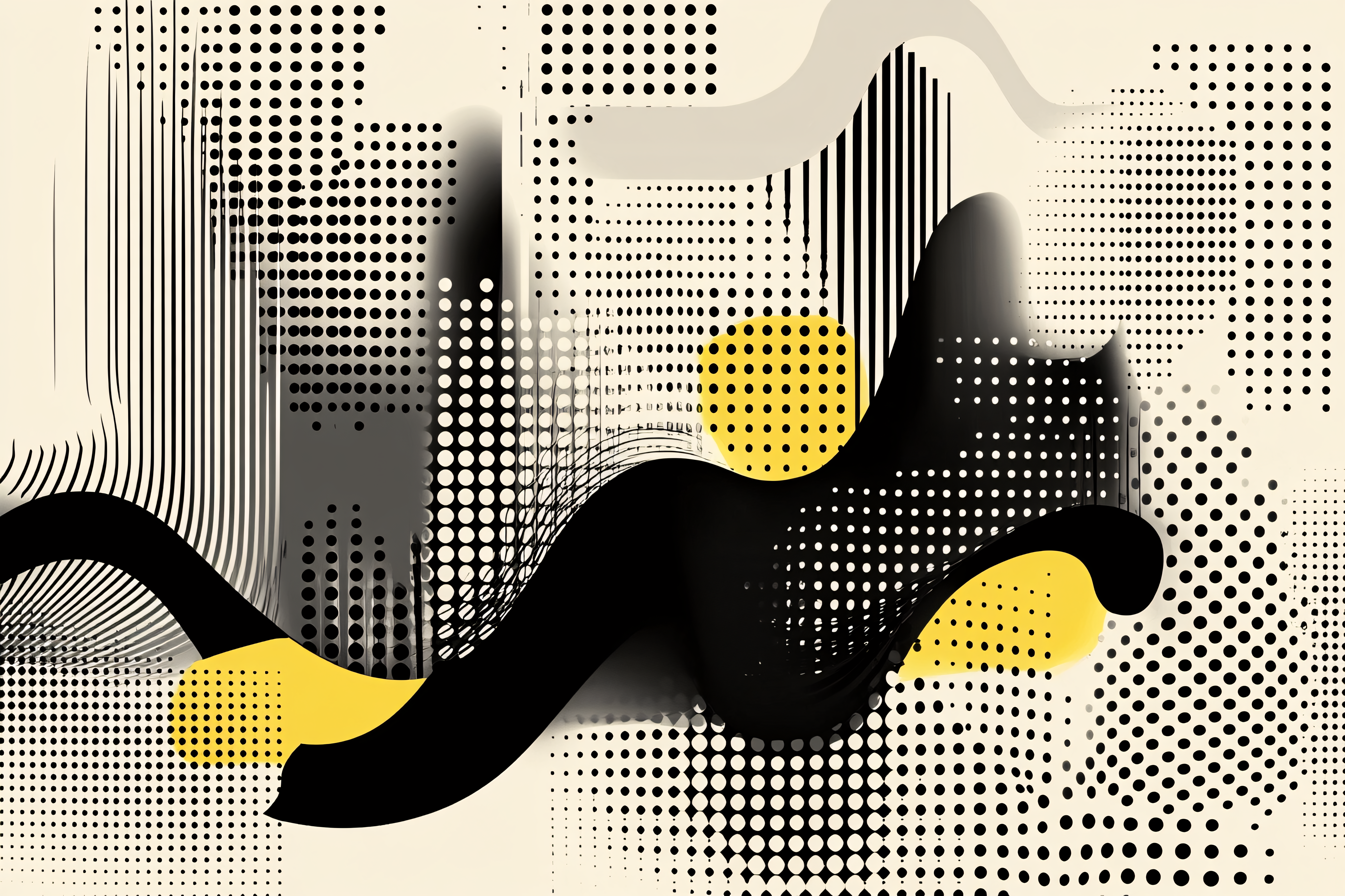 Abstract Flowing Shapes with Halftone