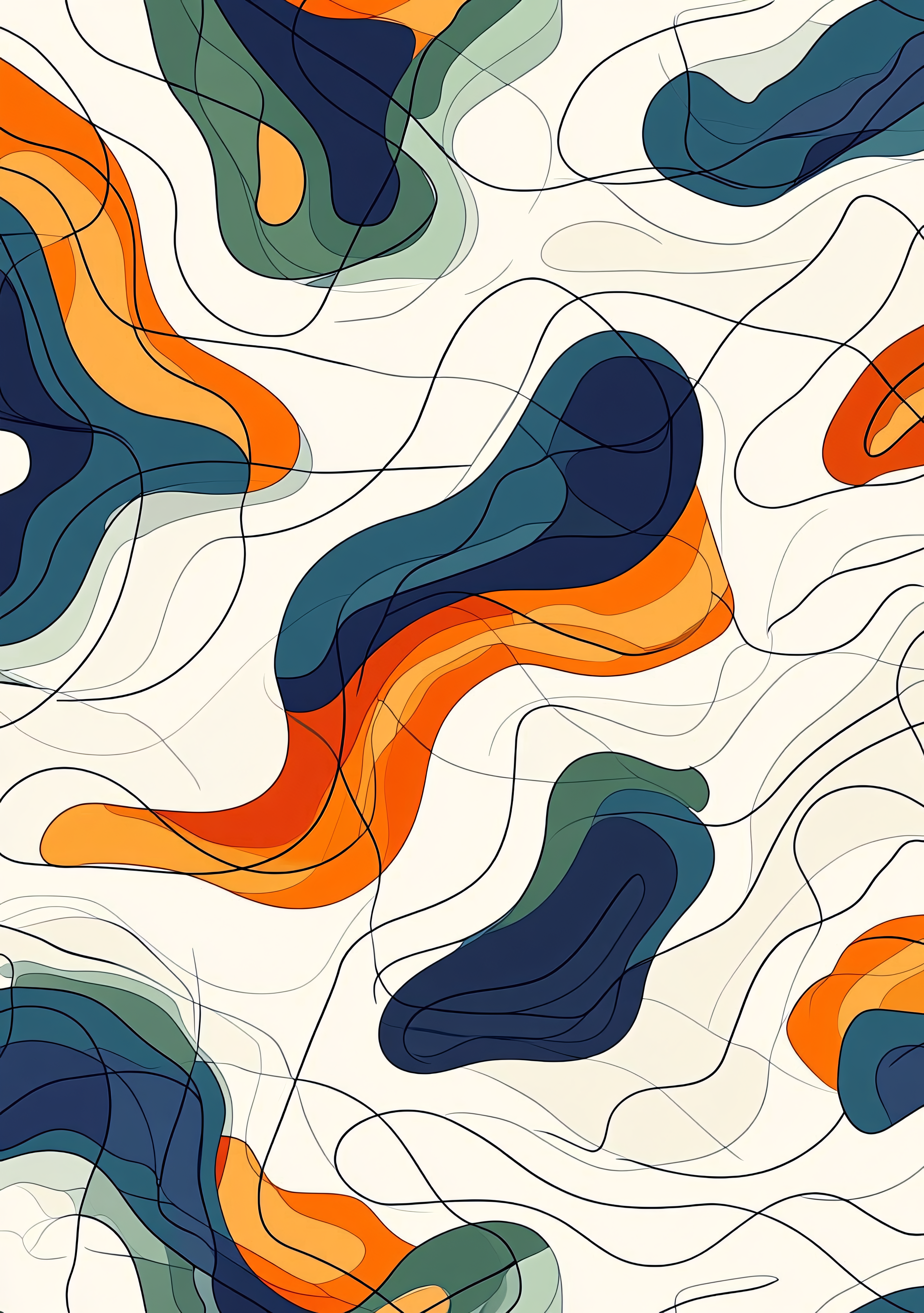 Abstract Organic Shapes With Lines