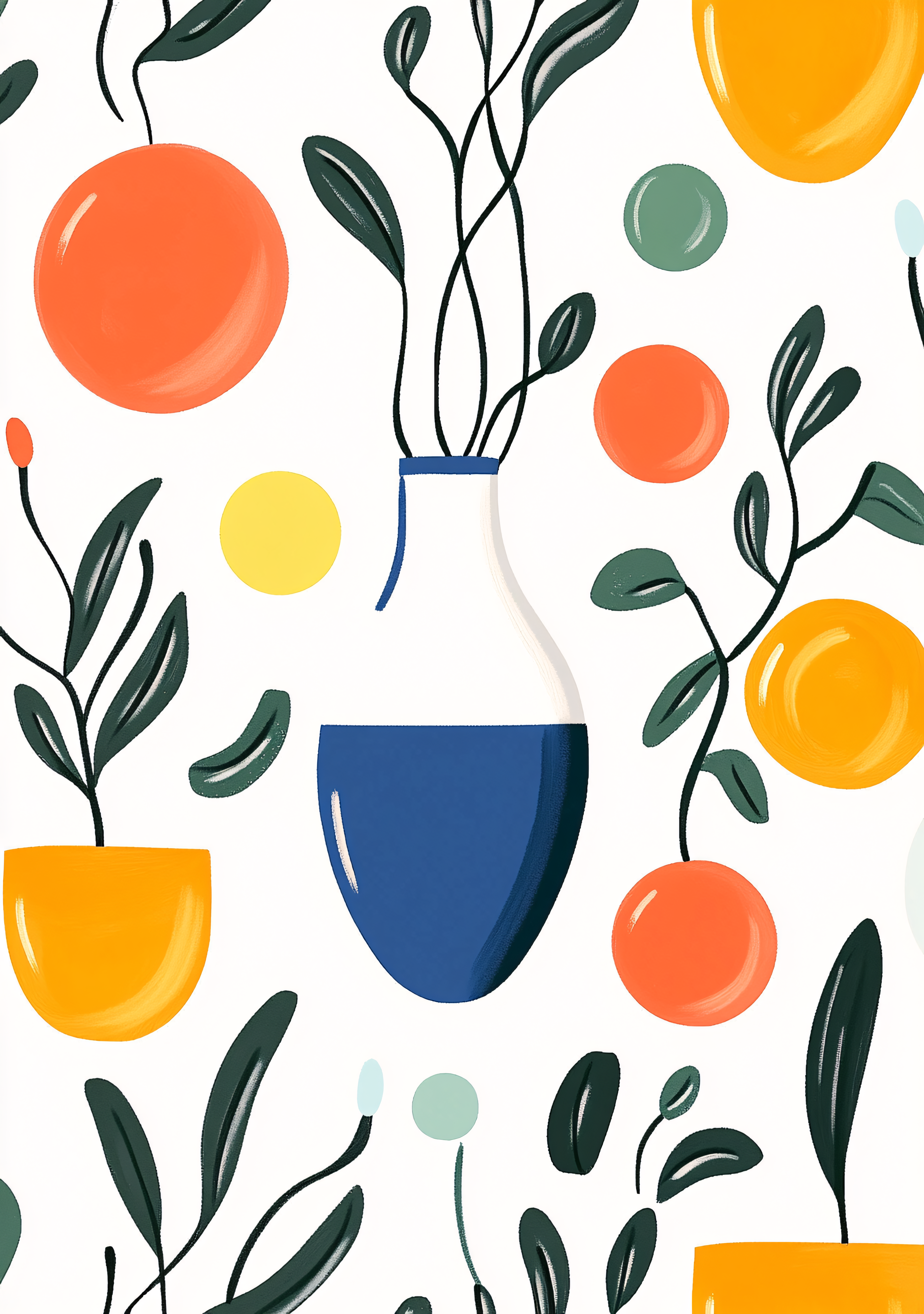 Abstract Plant And Vase Pattern