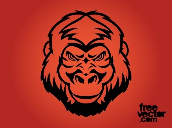 Angry Gorilla Face Free Vector