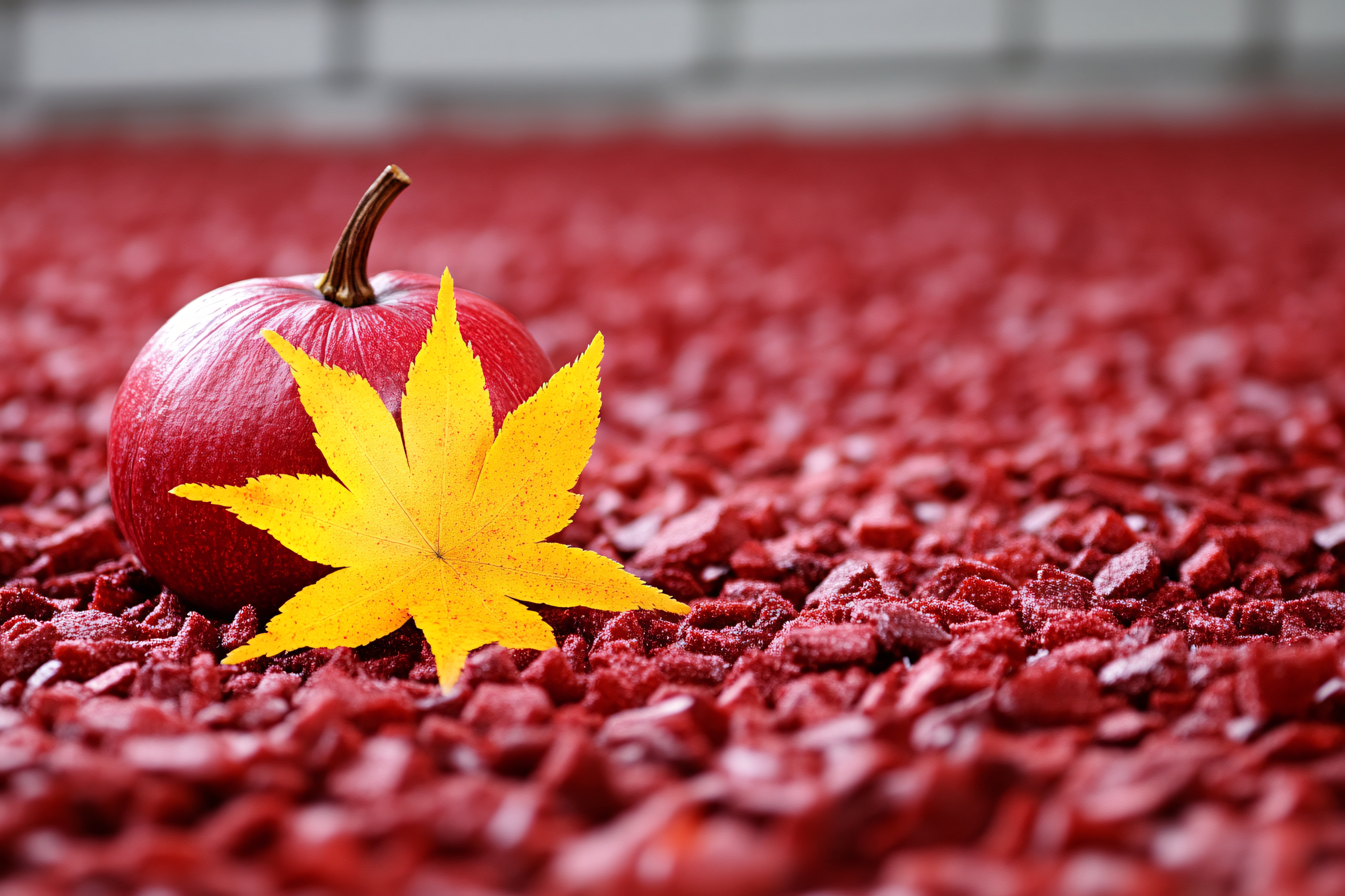 Autumn Still Life with Pumpkin and Maple Leaf