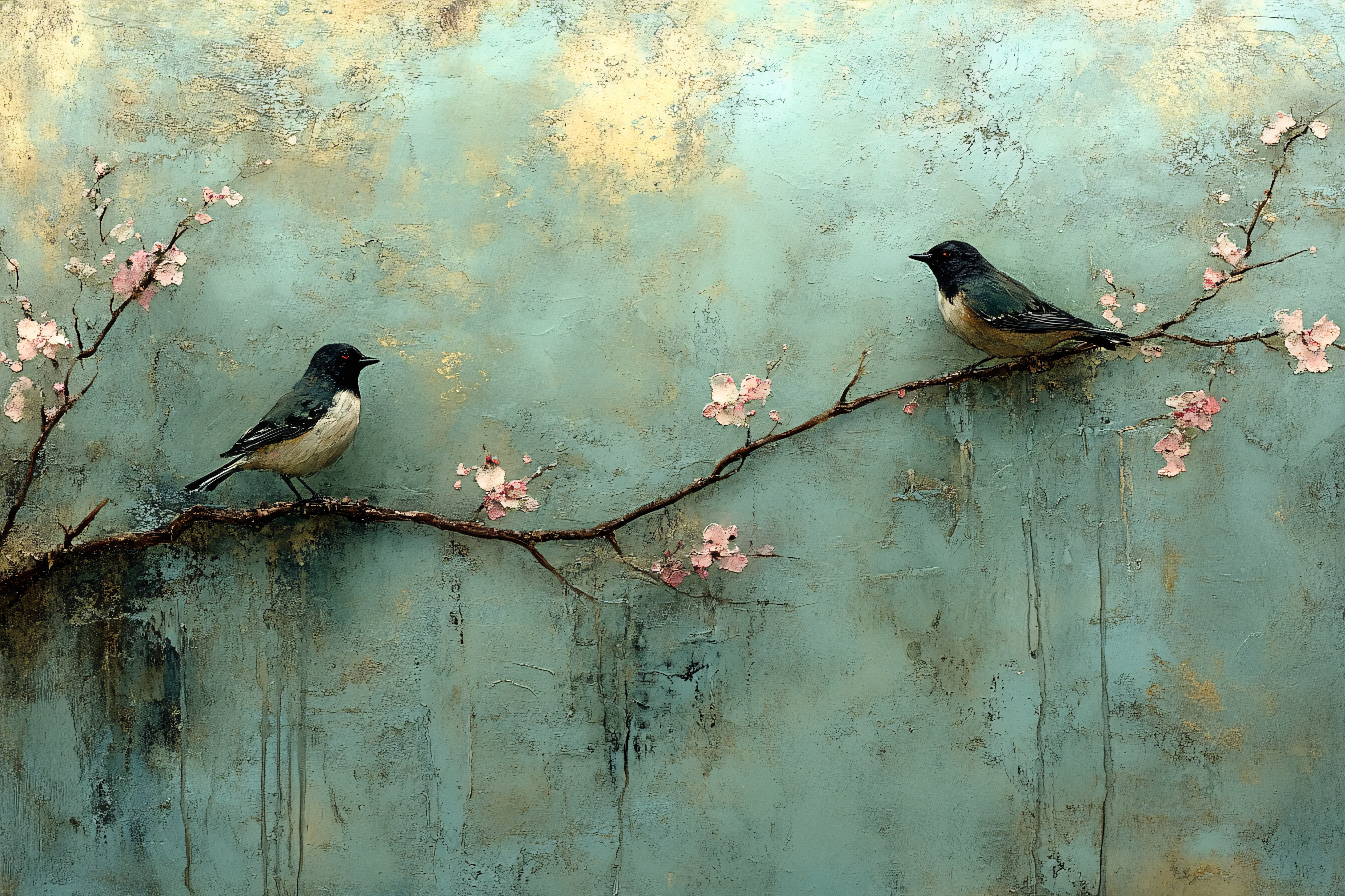 Birds On Blossom Branch