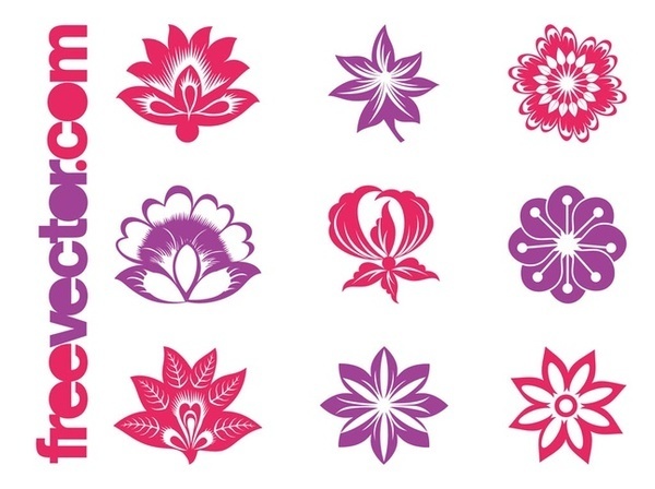 Blooming Flowers Set Free Vector