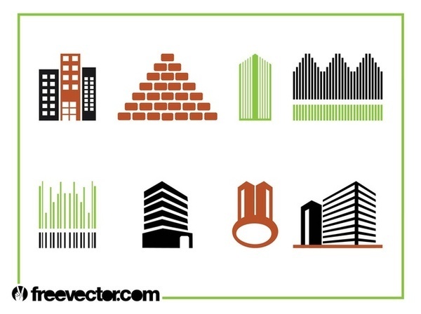 Buildings Icon Set Free Vector