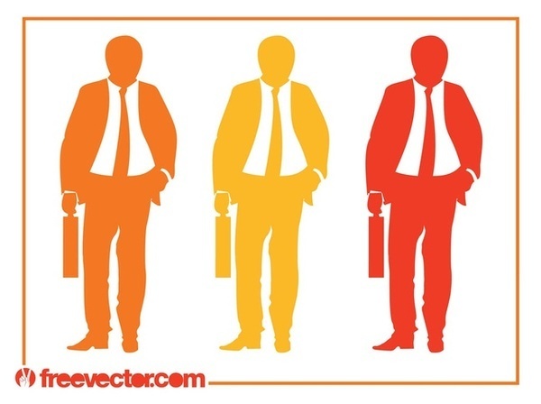 Businessman With Briefcase Silhouettes Free Vector