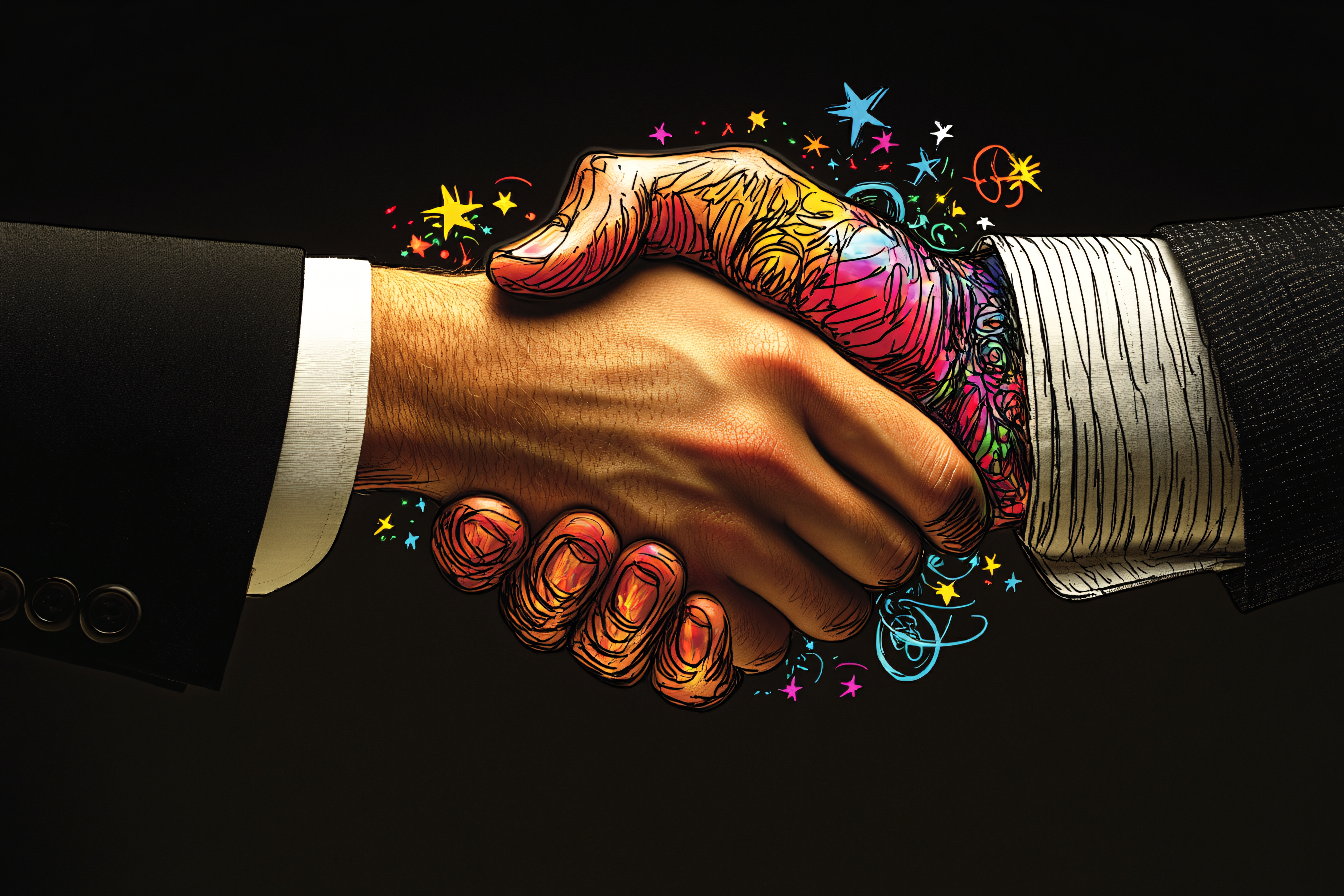 Colorful Deal Handshake