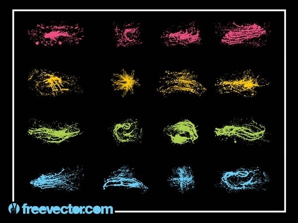 Colorful Grunge Splashes Free Vector