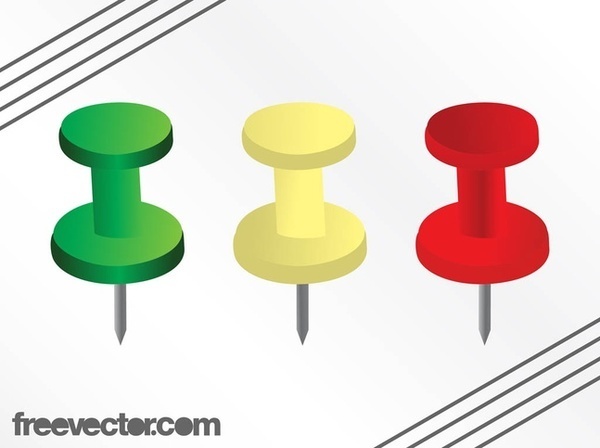 Colorful Push Pins Free Vector