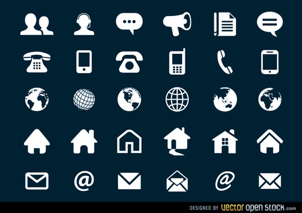 Contact Flat Icons Free Vector