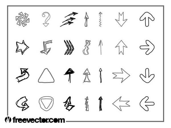 Doodled Arrows Set Free Vector