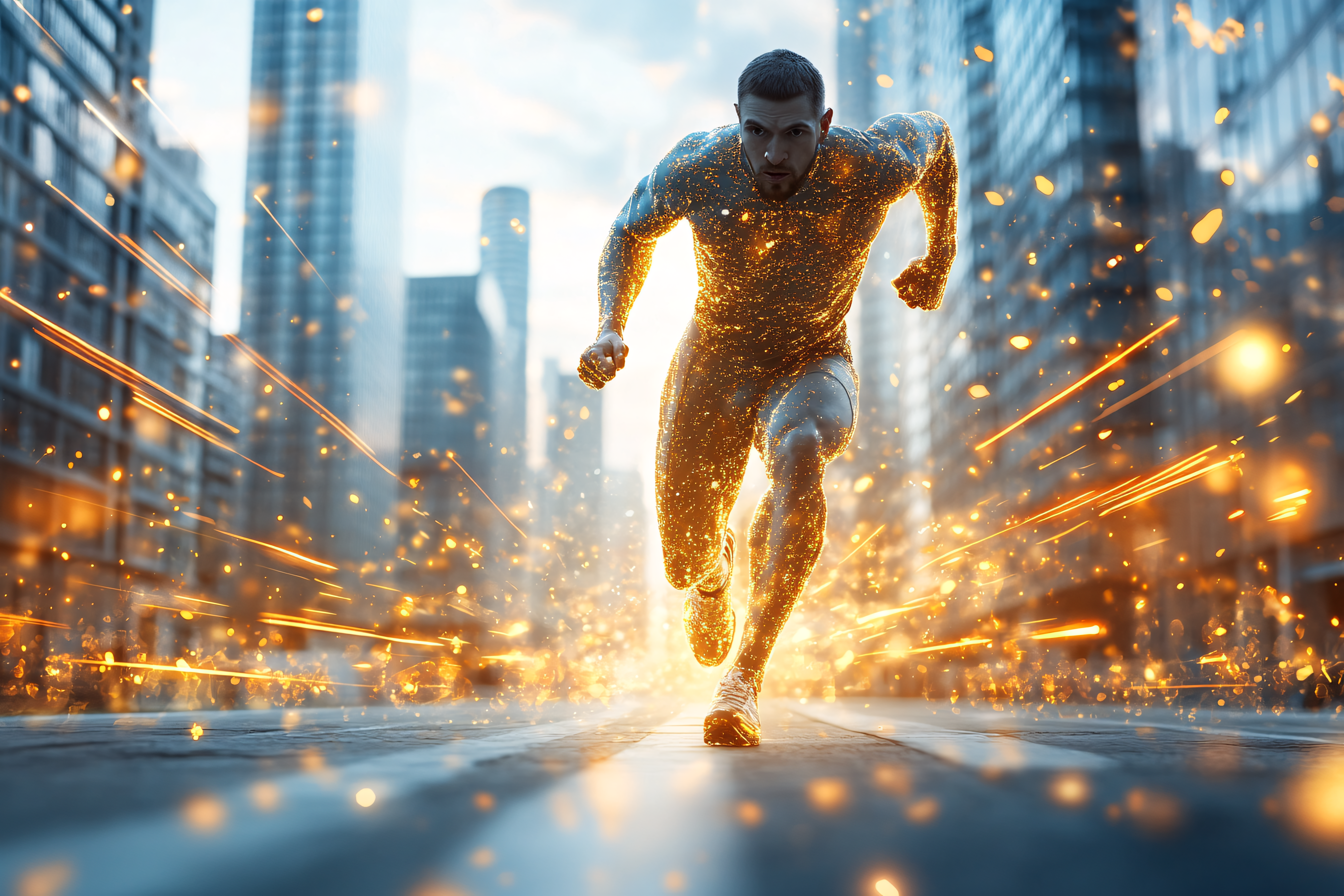 Energetic Runner In Cityscape