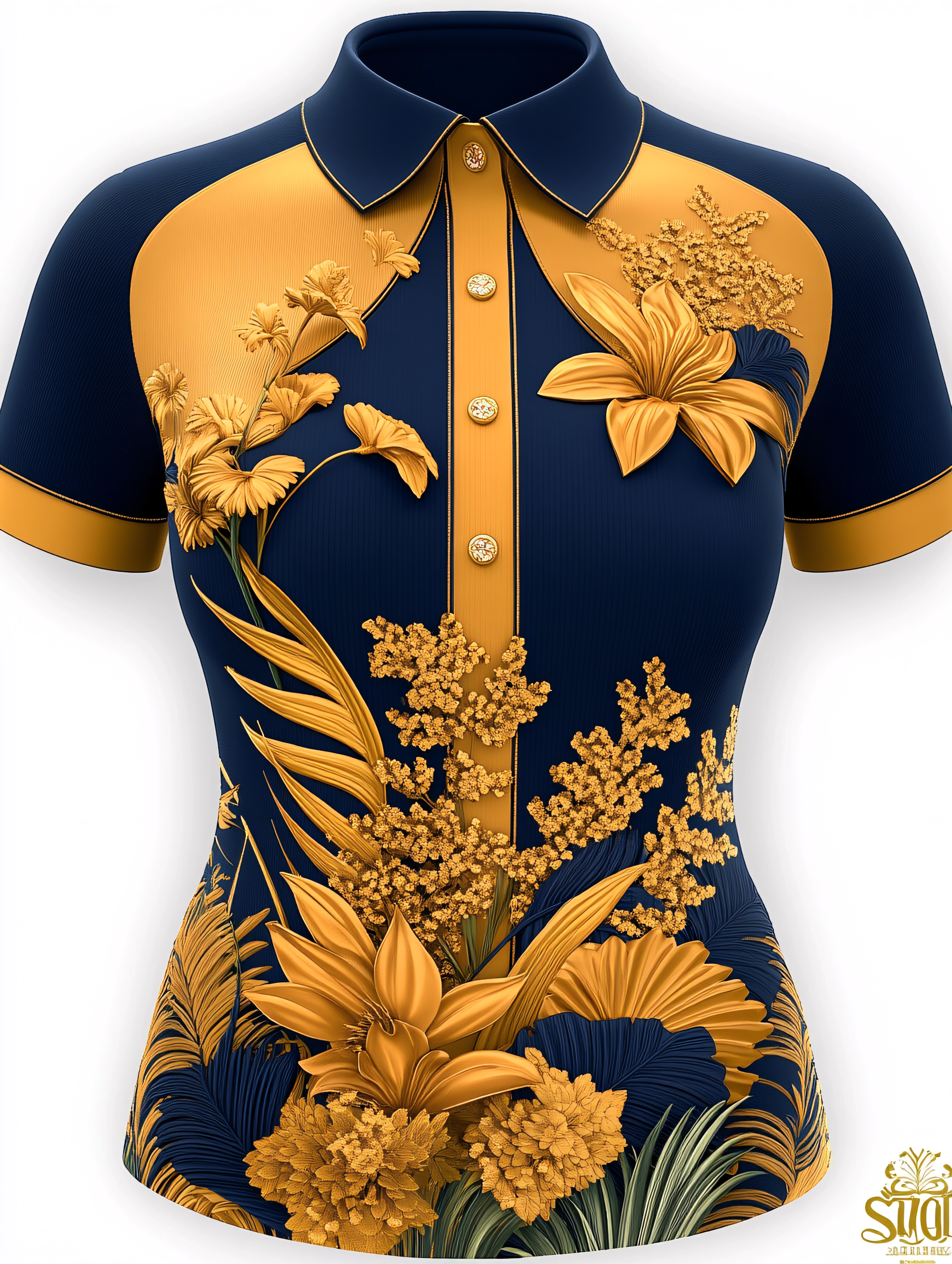 Floral Embossed Polo Shirt