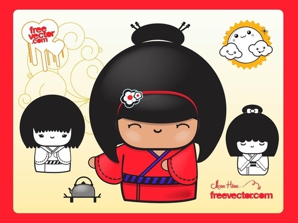 Geisha Dolls Free Vector