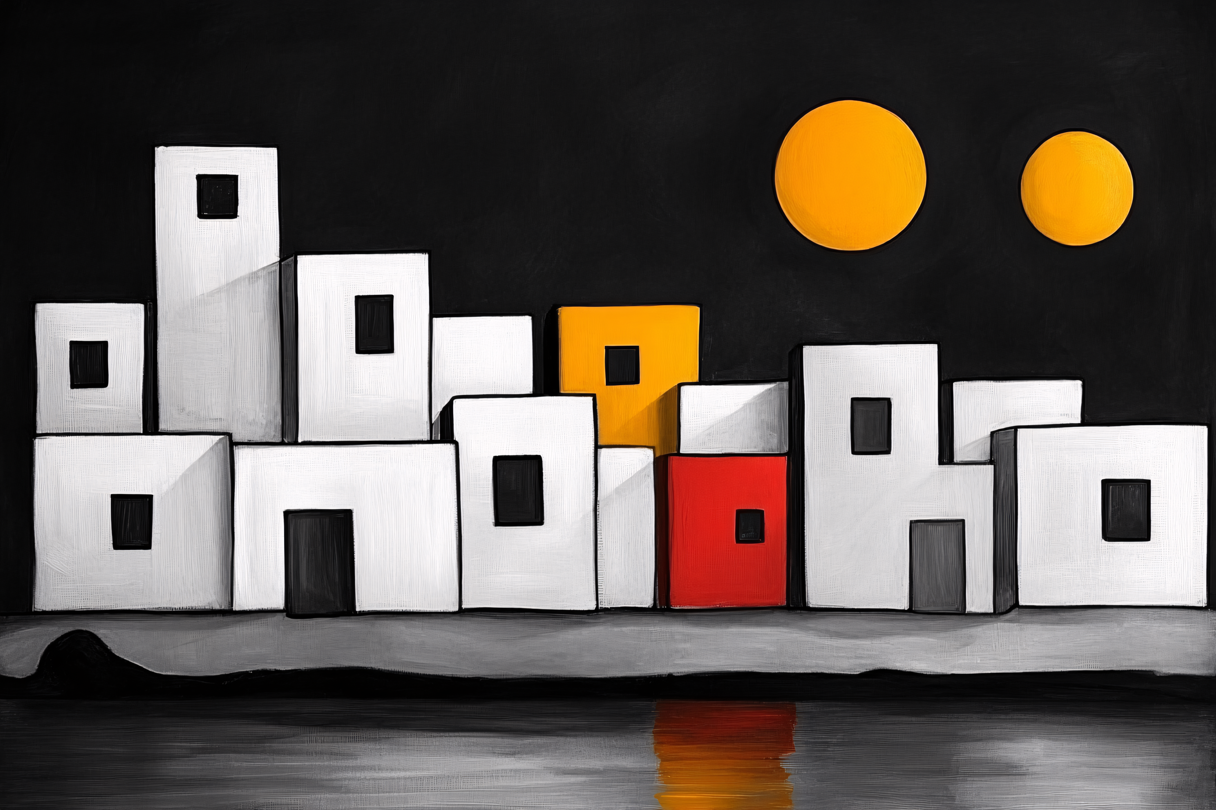 Geometric Cityscape at Night