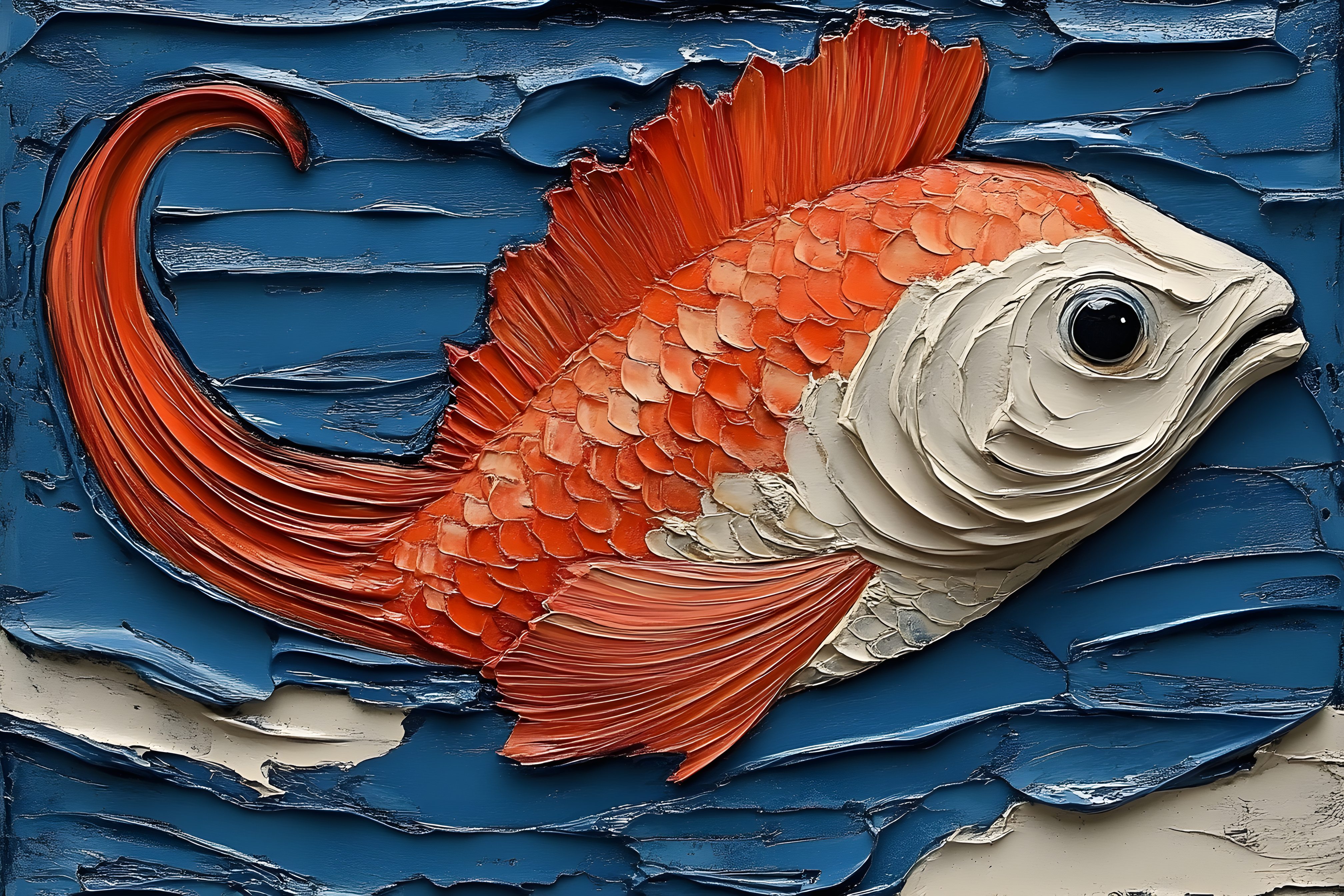 Goldfish Impasto Painting
